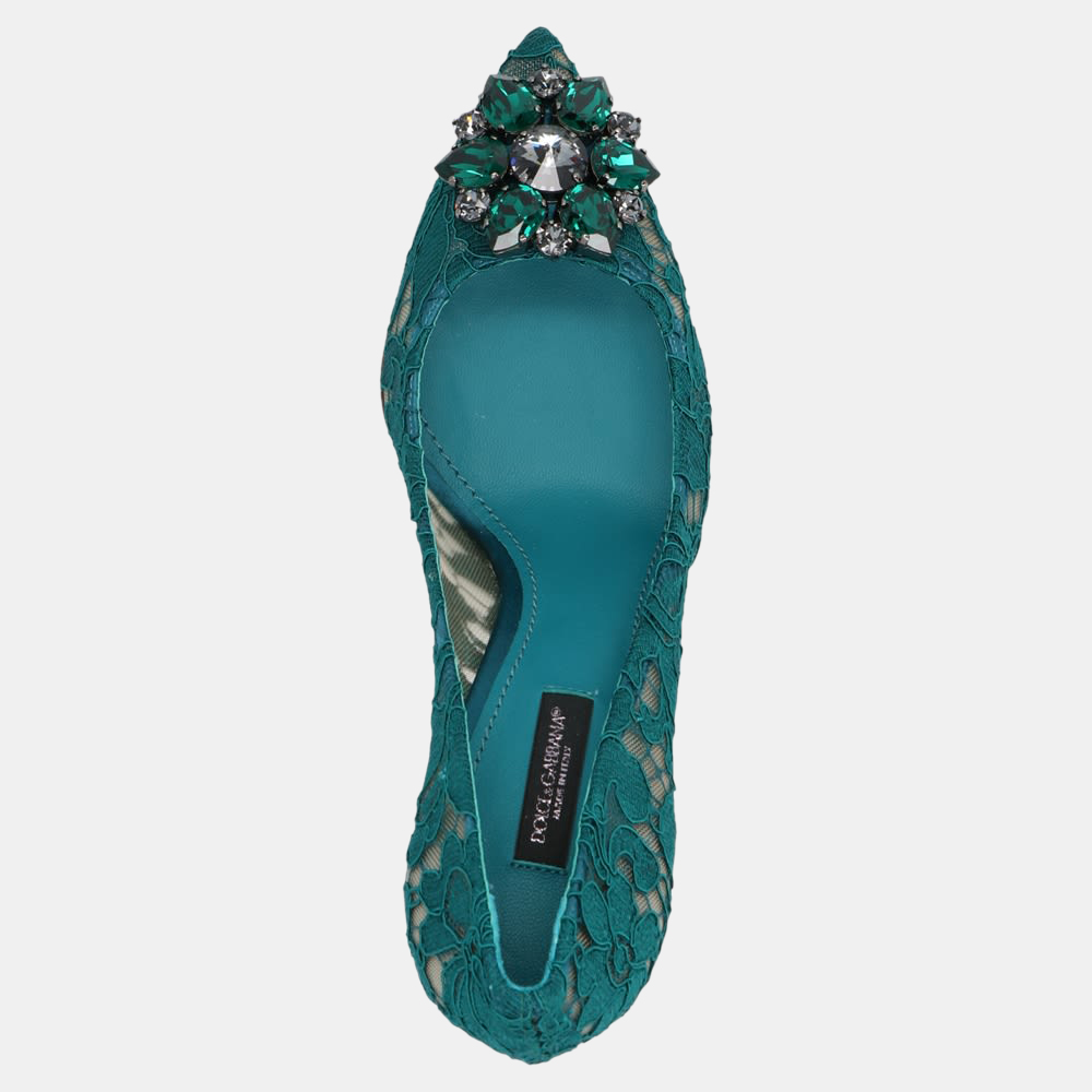 

Dolce & Gabbana Green Taormina lace with crystals Pump Size EU