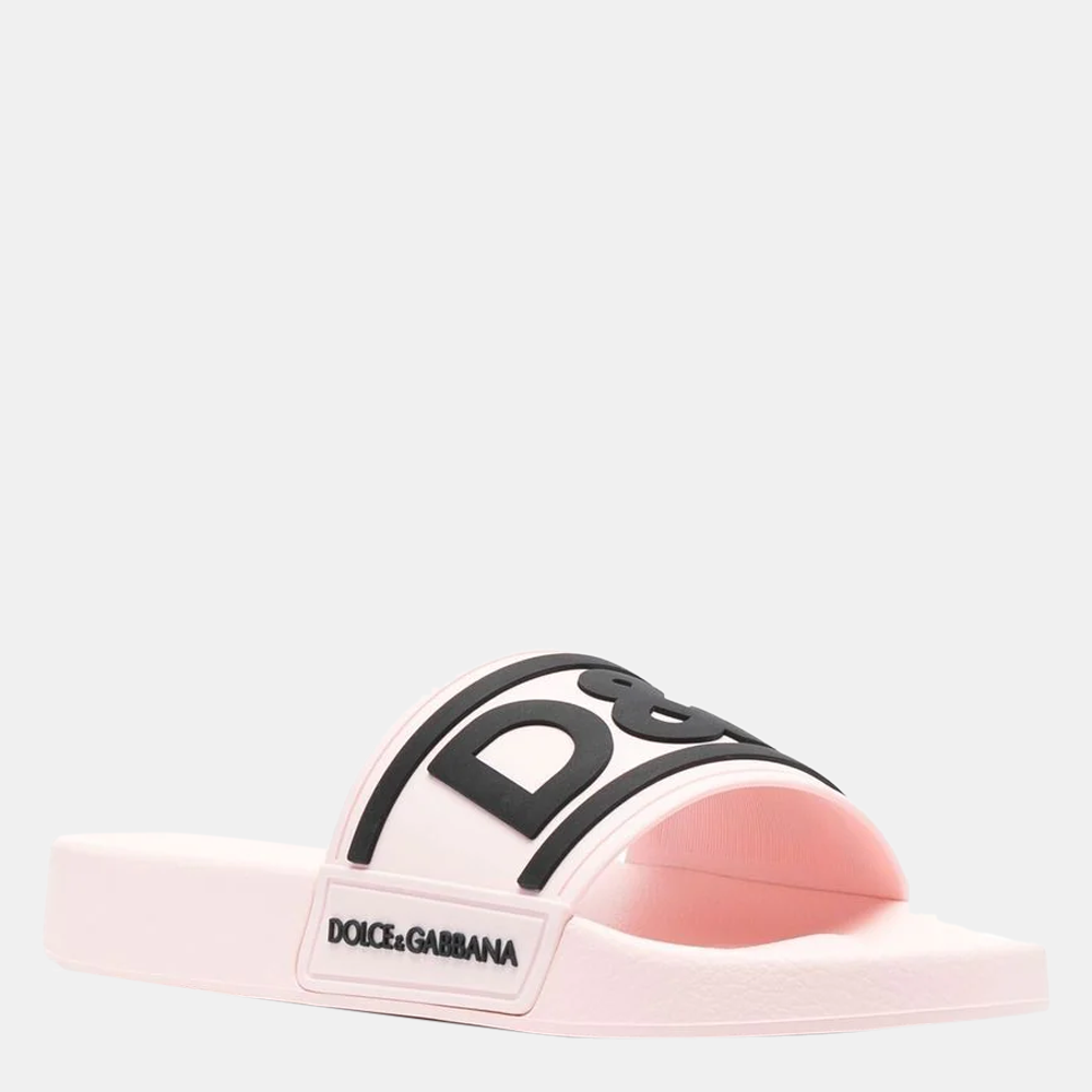 

Dolce & Gabbana Pink Rubber Slide Sandal Size EU