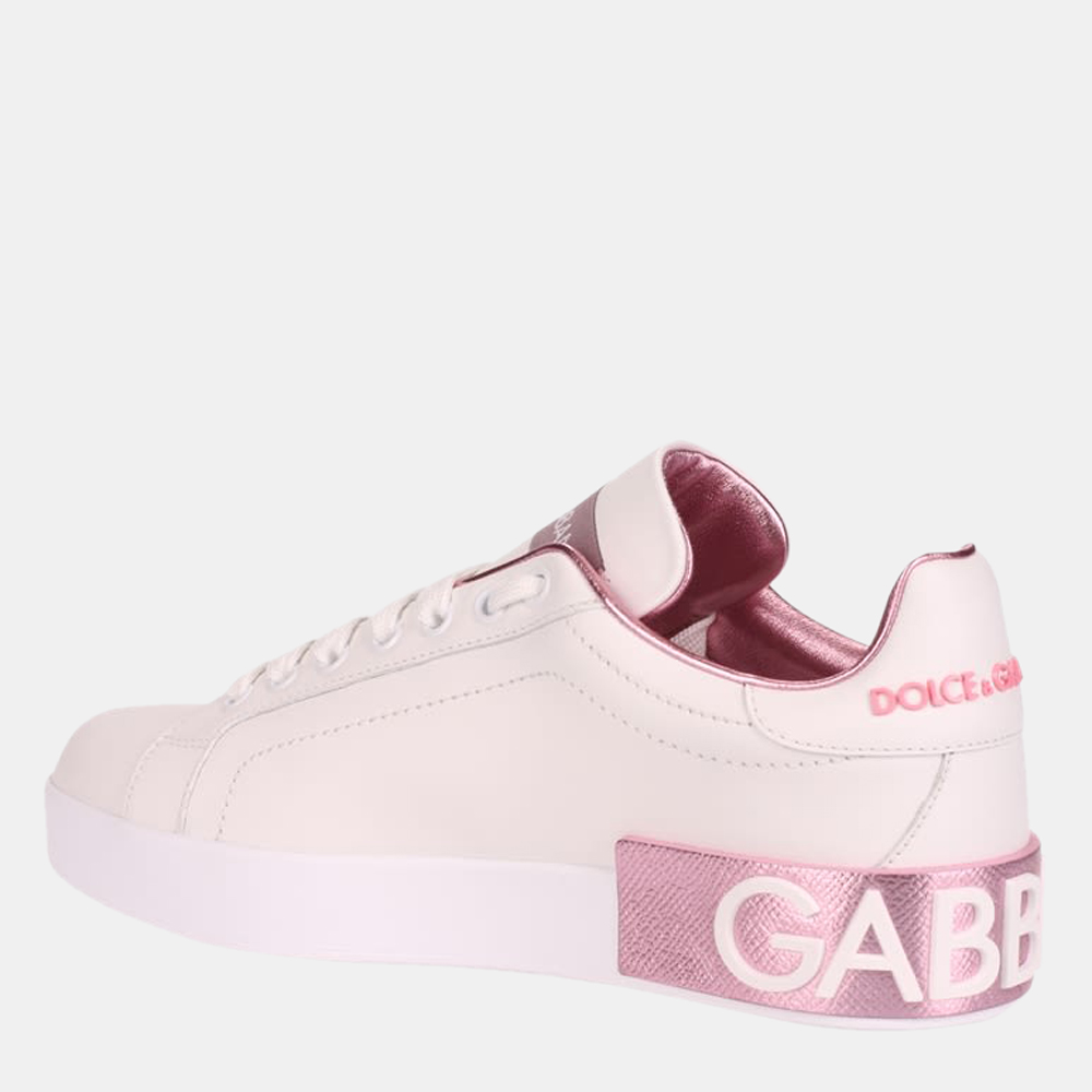 

Dolce & Gabbana White/Pink Portofino Sneaker Size EU