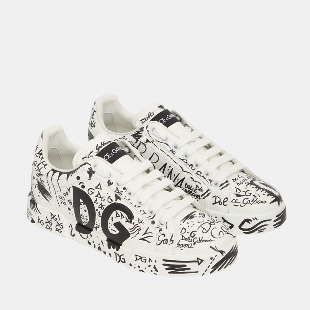 

Dolce & Gabbana White Graffiti Portofino Sneakers Size EU