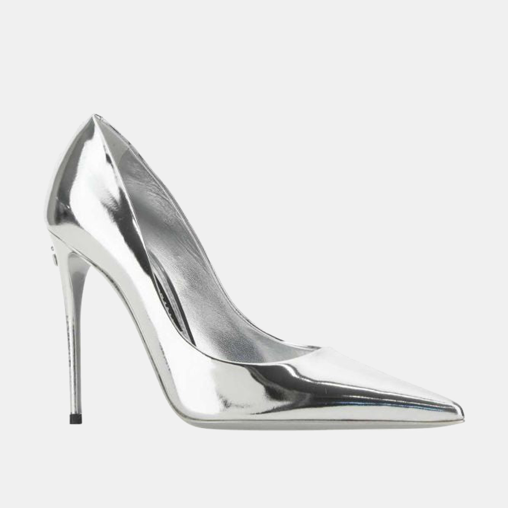 

Dolce & Gabbana Silver Leather Metallic Pumps Size EU