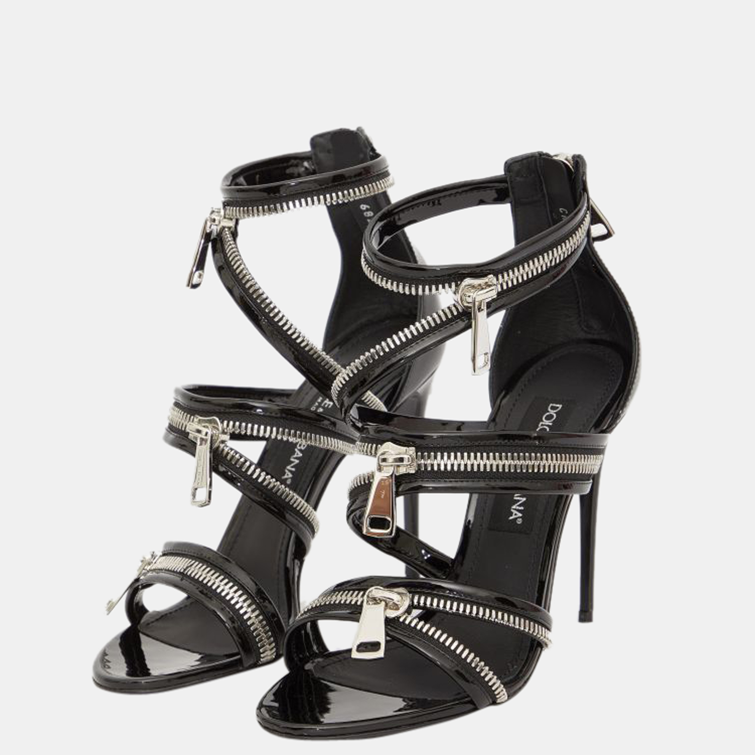 

Dolce & Gabbana Black Leather Zip Sandals Size EU