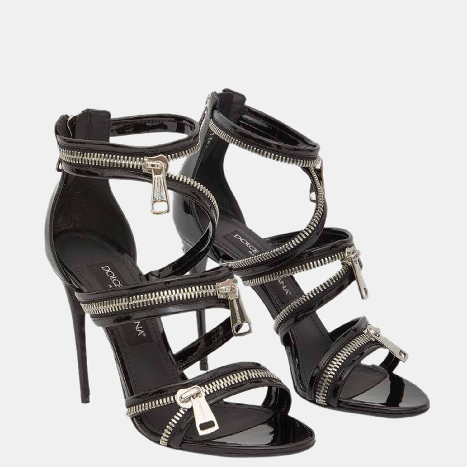 

Dolce & Gabbana Black Leather Zip Sandals Size EU