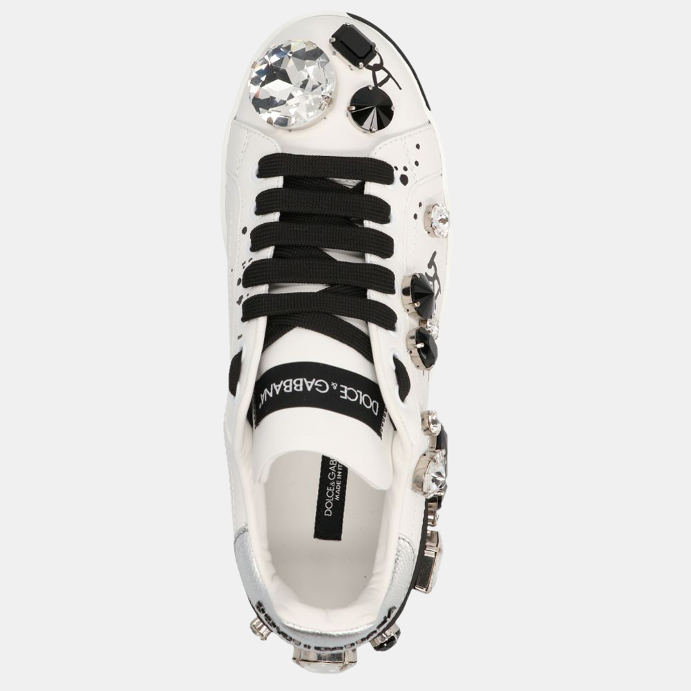 

Dolce & Gabbana White/Black Portofino Sneakers Size IT