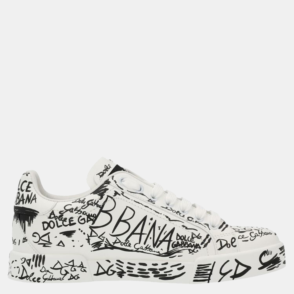 

Dolce & Gabbana White/Black Graffiti Portofino Sneakers Size IT