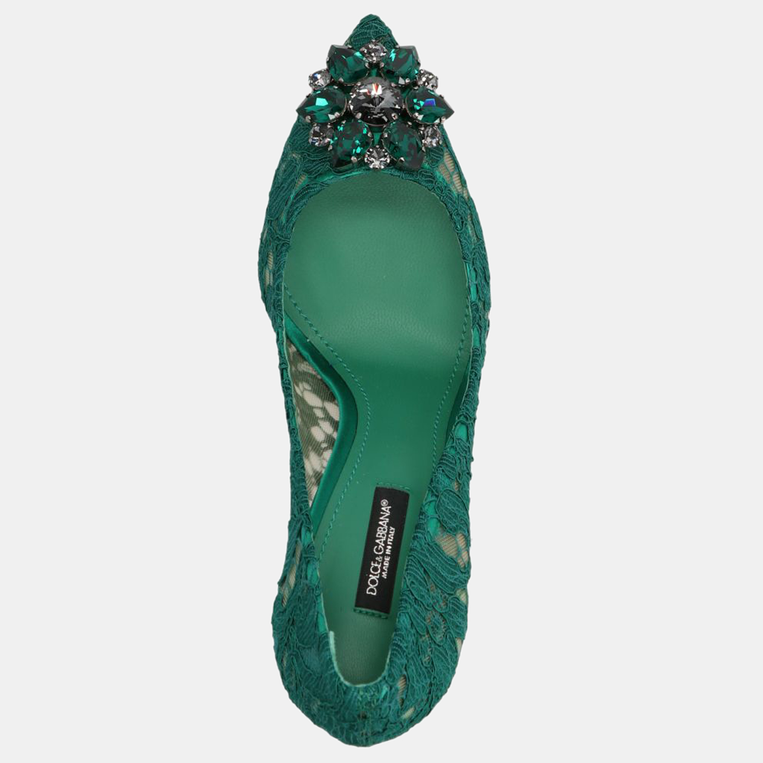 

Dolce & Gabbana Green Taormina Lace Crystal embellished Pumps Size IT