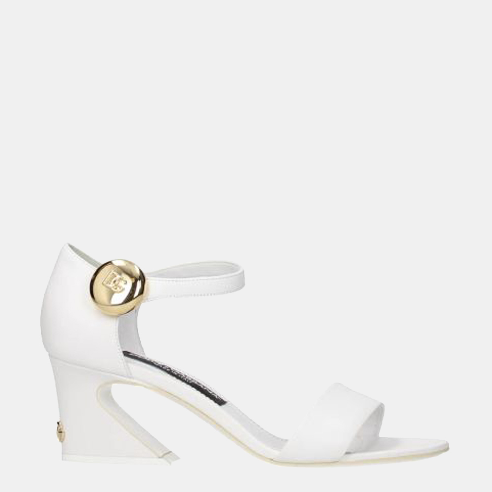 

Dolce & Gabbana White Leather Slingback Sandals Size US 7.5 EU