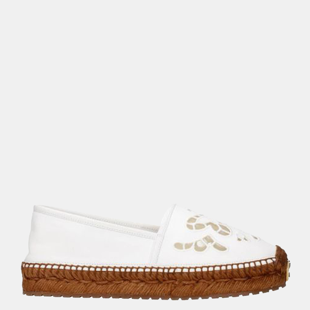 

Dolce & Gabbana White Embroidered canvas Espadrilles Size US 8 EU