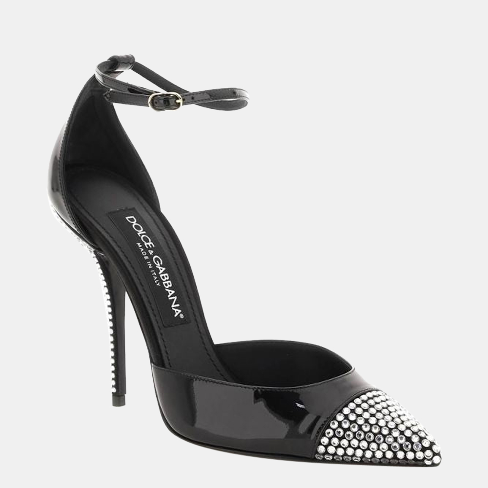 

Dolce & Gabbana Black Patent Leather Fusible Rhinestones Pumps Size EU