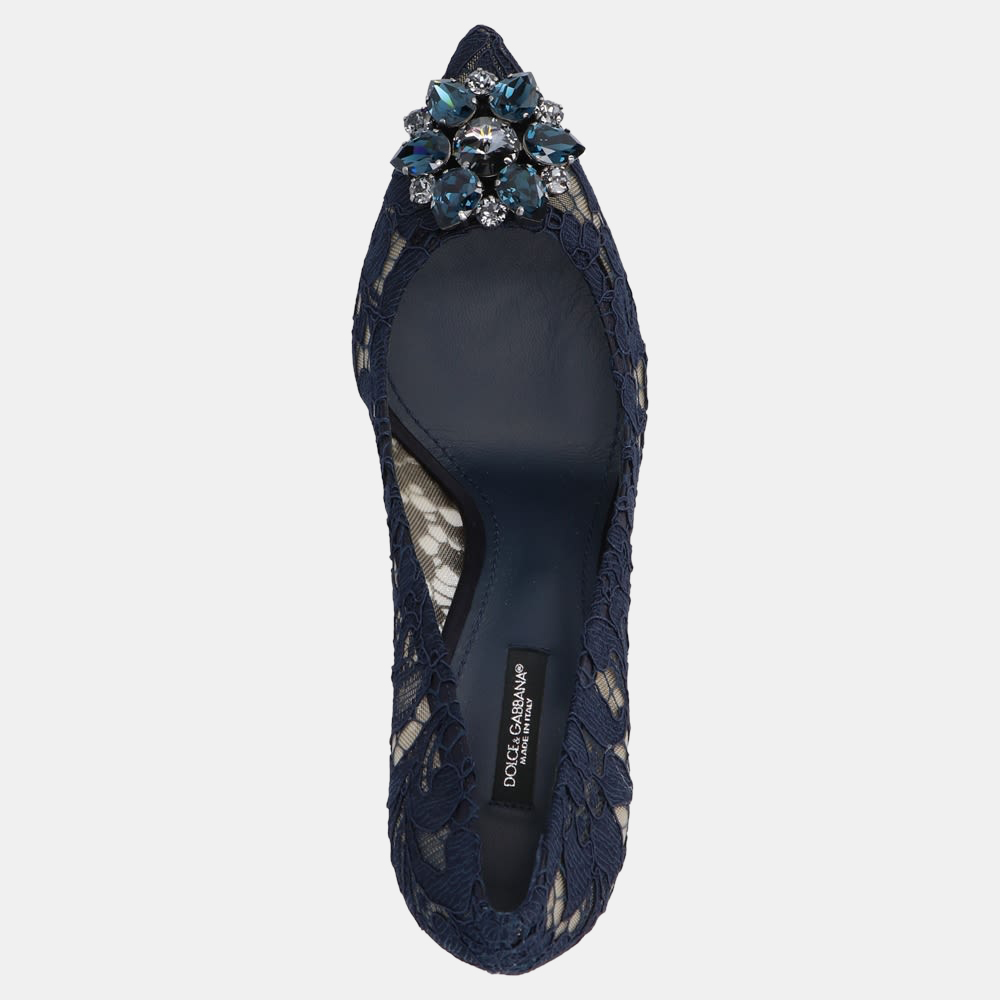 

Dolce & Gabbana Blue Taormina Lace Crystal embellished Pumps Size IT