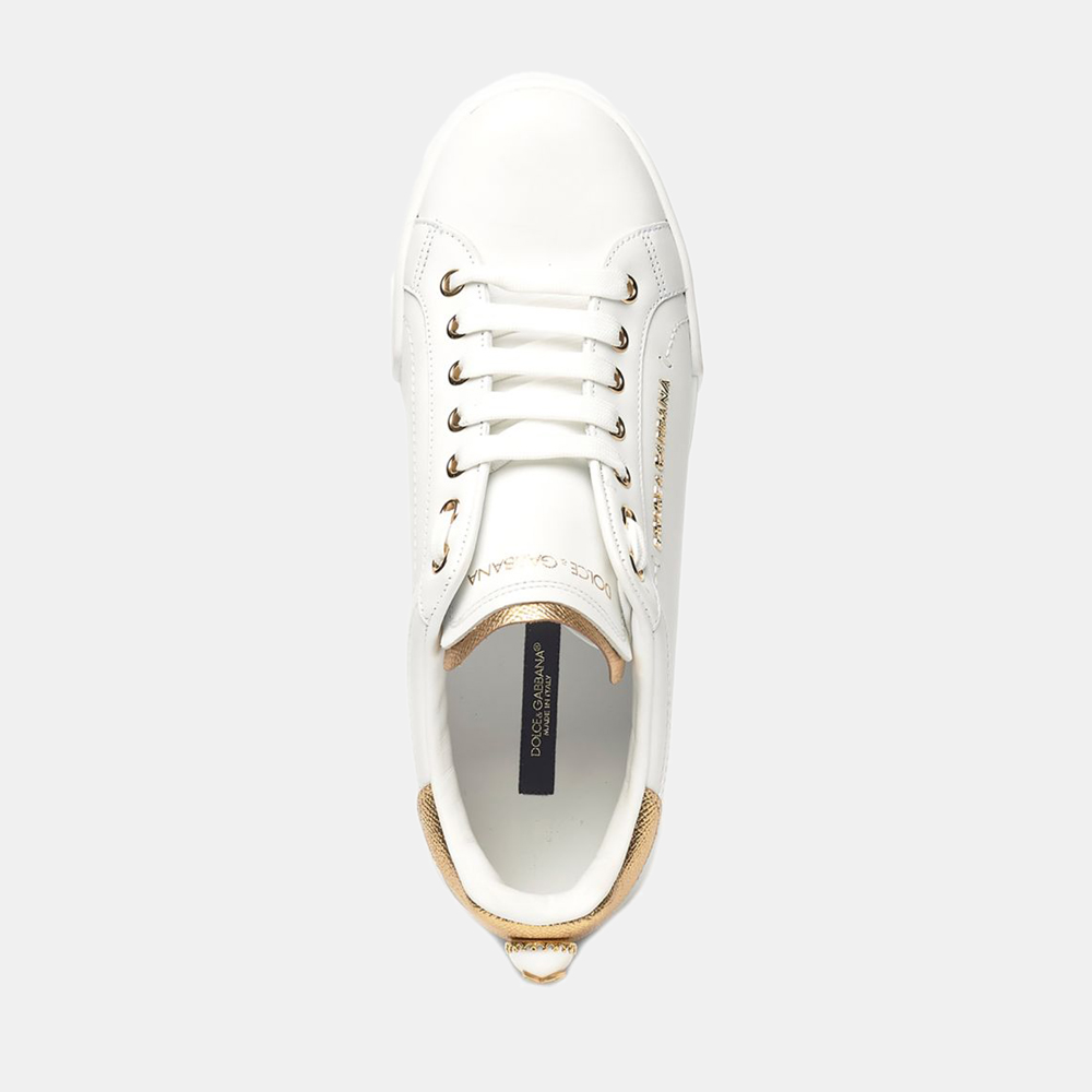 

Dolce & Gabbana White/Gold Portofino Sneakers Size IT
