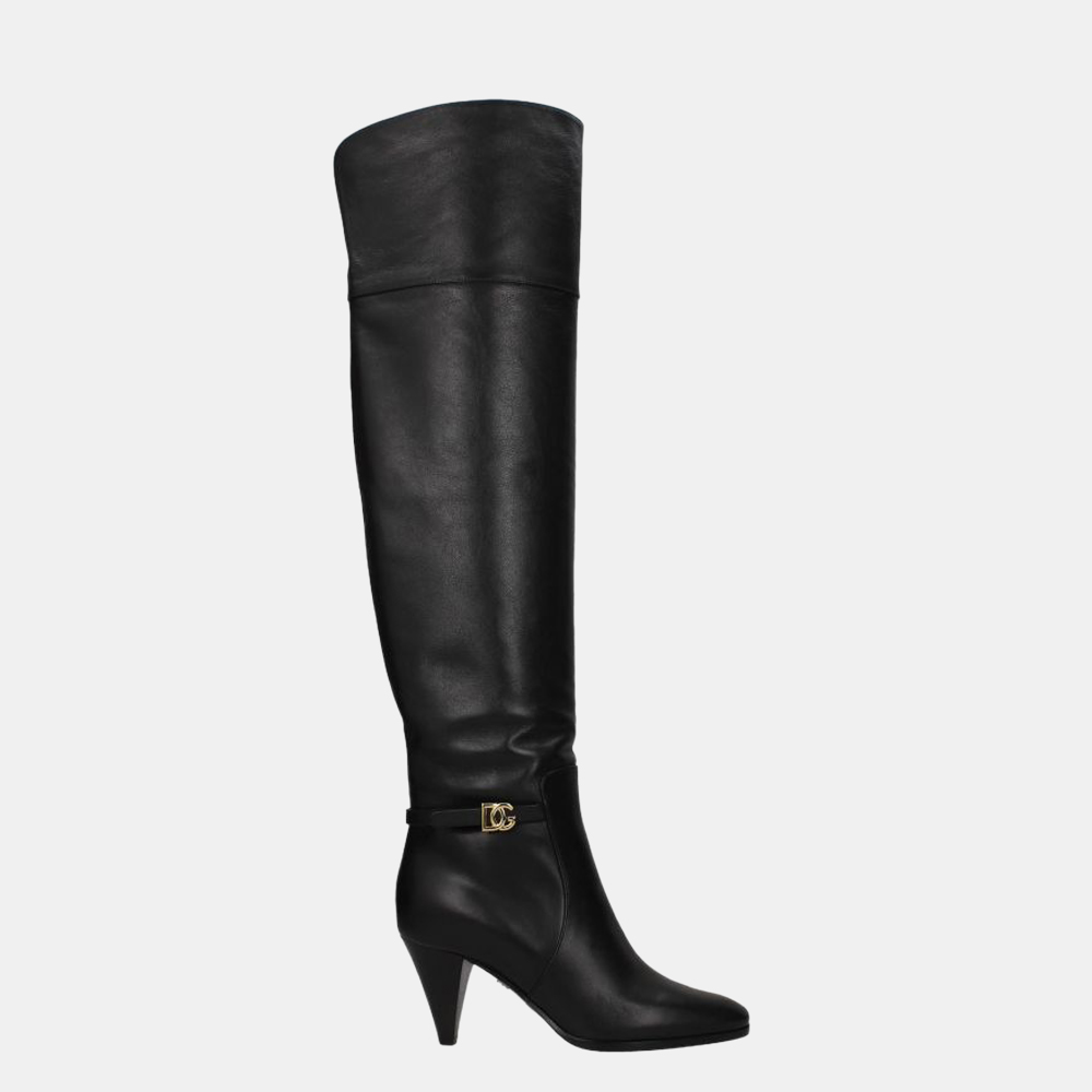 

Dolce & gabbana Black Leather Knee Boots Size EU