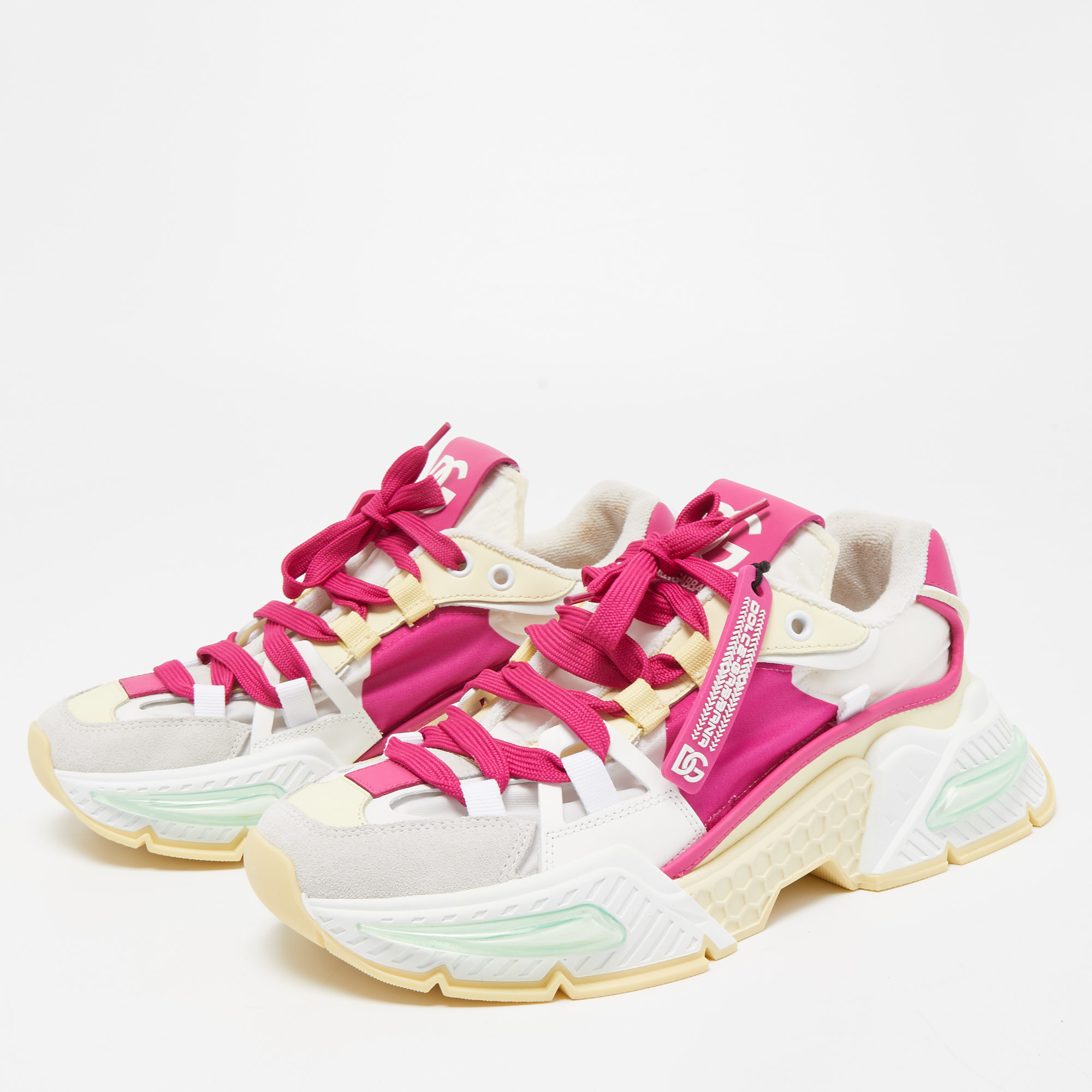 

Dolce & Gabbana Multicolor Nylon and Suede Low Top Sneakers Size
