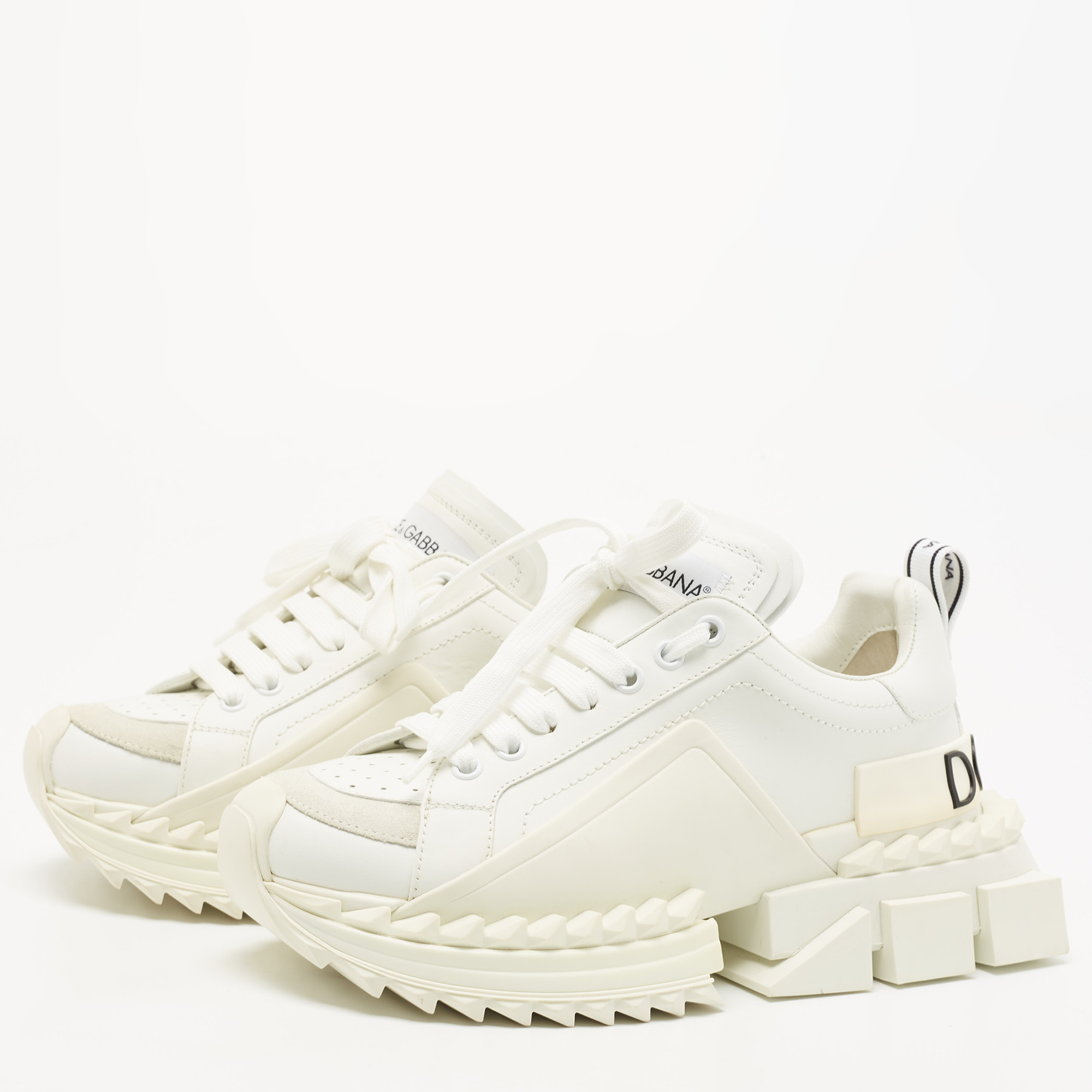 

Dolce & Gabbana White Leather Super Queen Low Top Sneakers Size