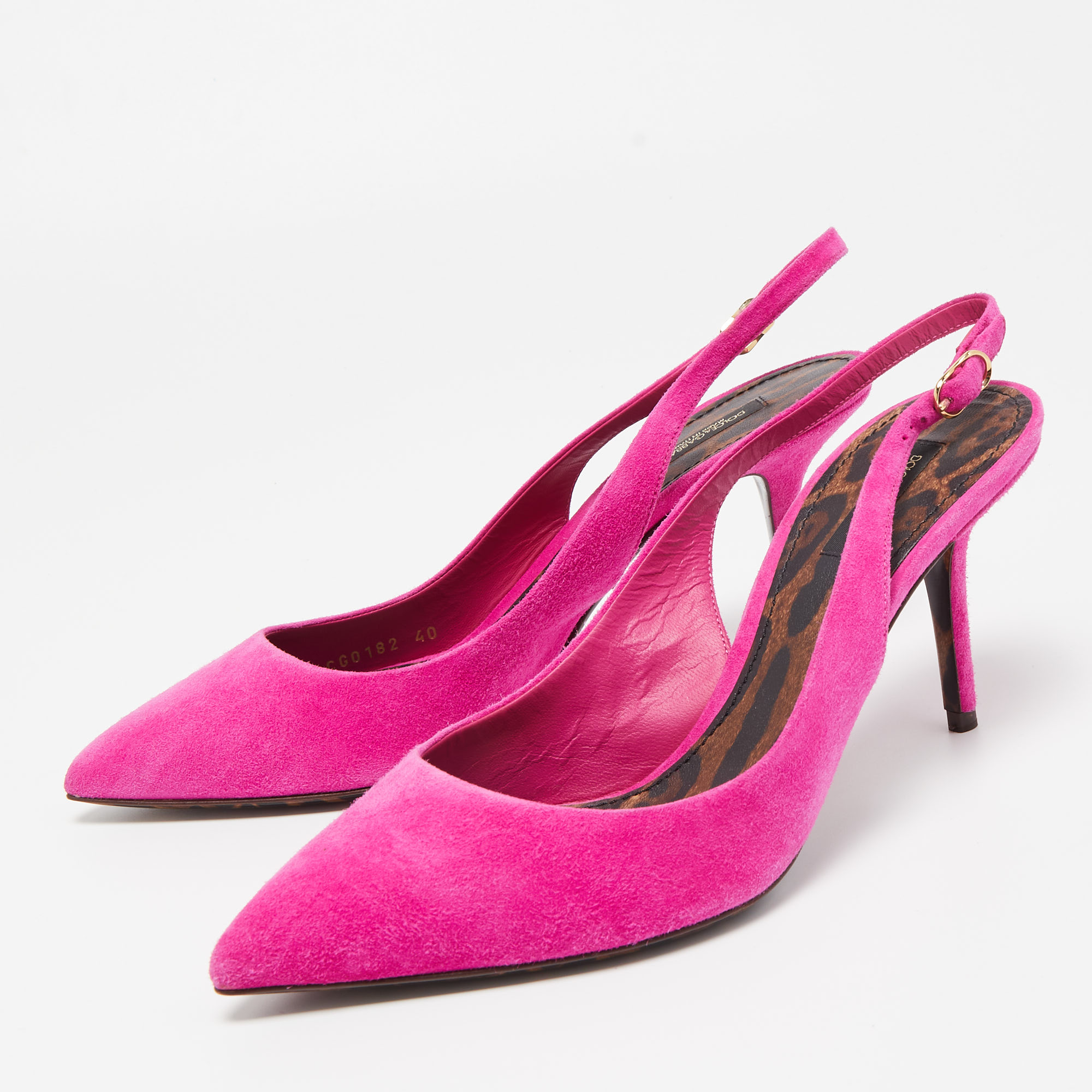 

Dolce & Gabbana Pink Suede Slingback Pointed Toe Pumps Size