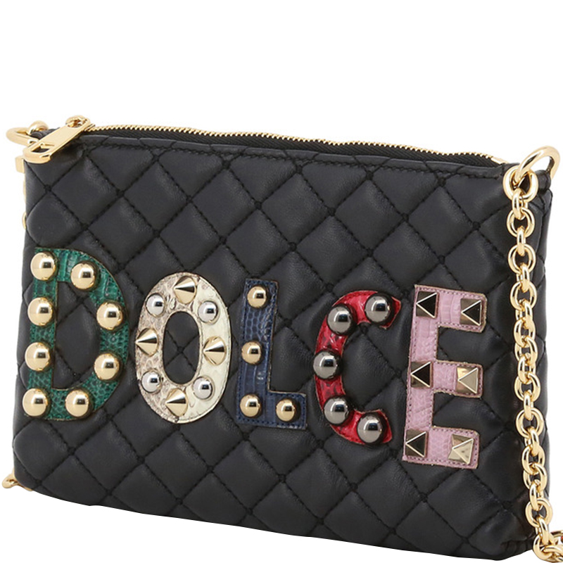 

Dolce and Gabbana Black Quilted Leather Pochette Bag