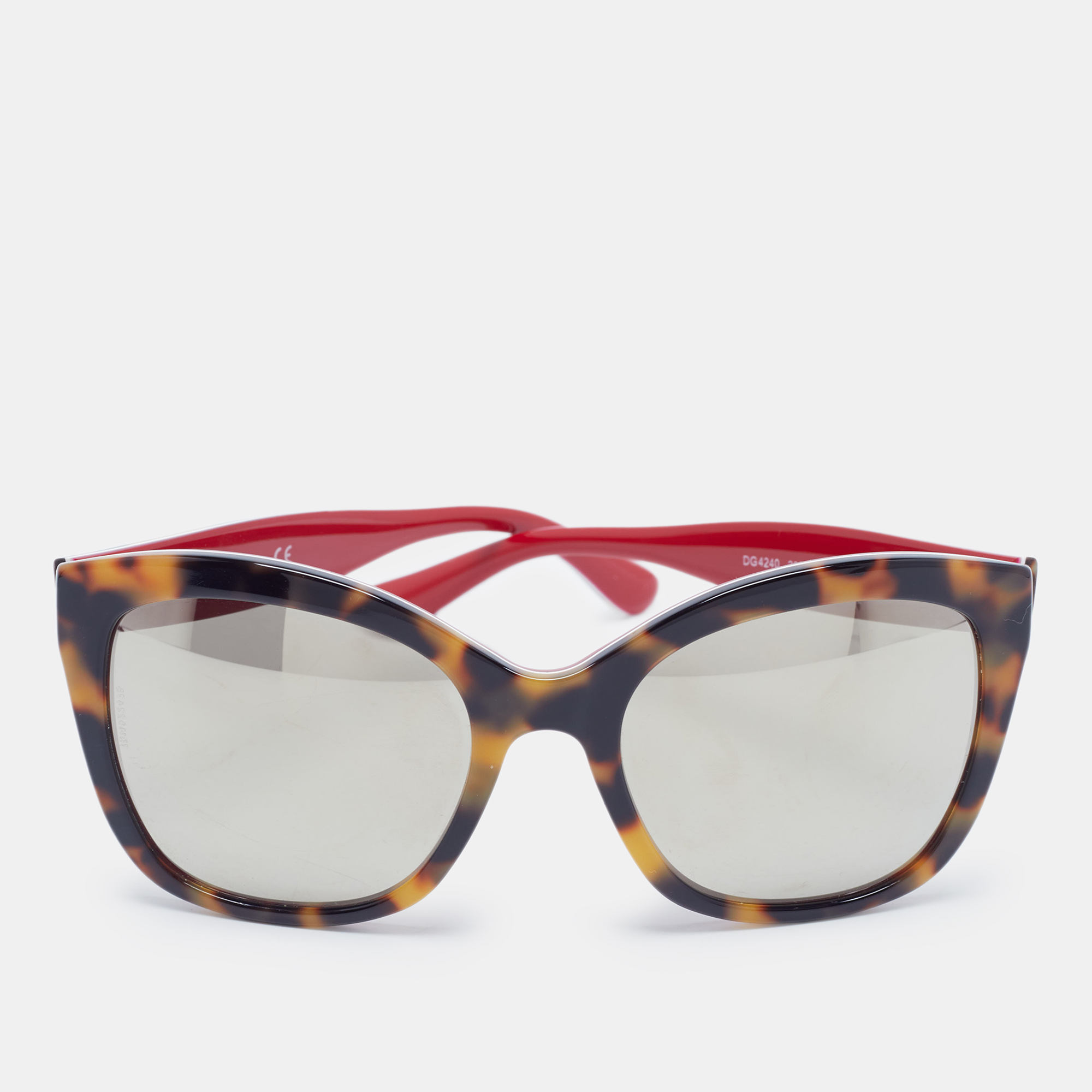 

Dolce & Gabbana Tortoise Brown Mirrored DG 4240 Butterfly Sunglasses