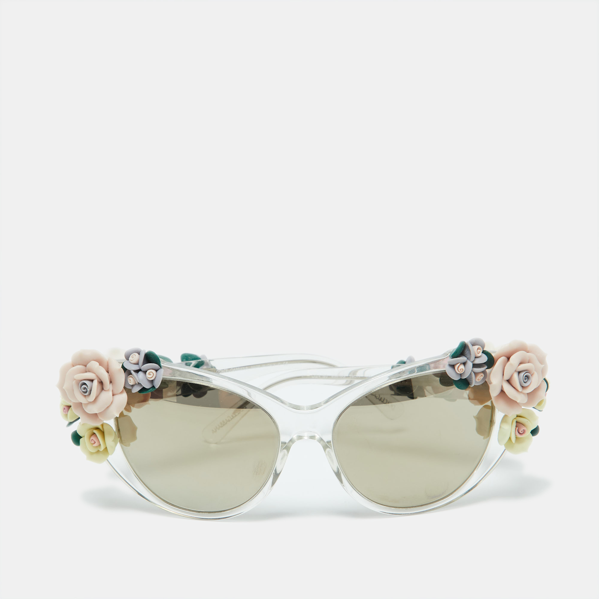 

Dolce & Gabbana Grey DG 4180 Floral Embellished Cat-Eye Sunglasses