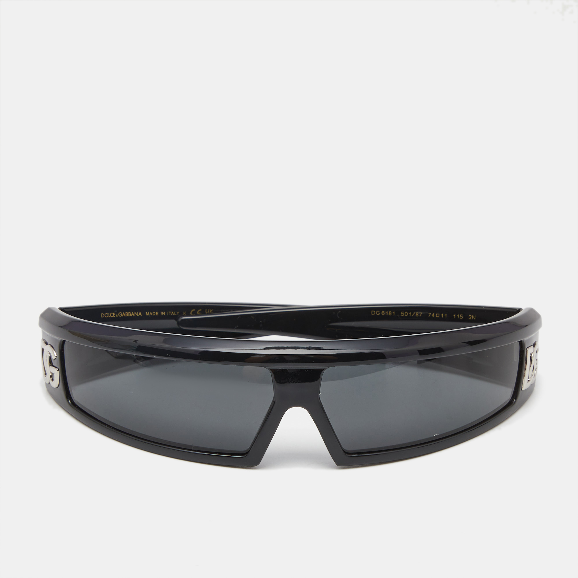 Pre-owned Dolce & Gabbana Black Acetate Dg6181 Shield Sunglasses