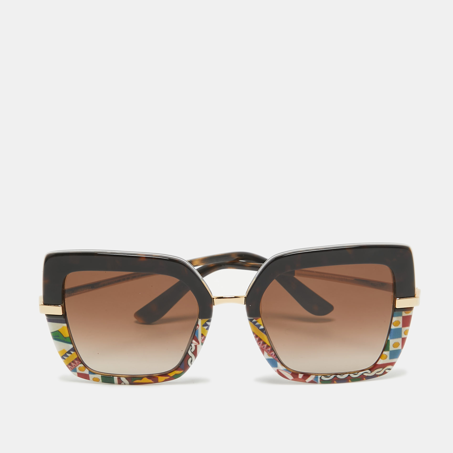 

Dolce & Gabbana Dark Brown Gradient Printed DG4373 Oversized Sunglasses