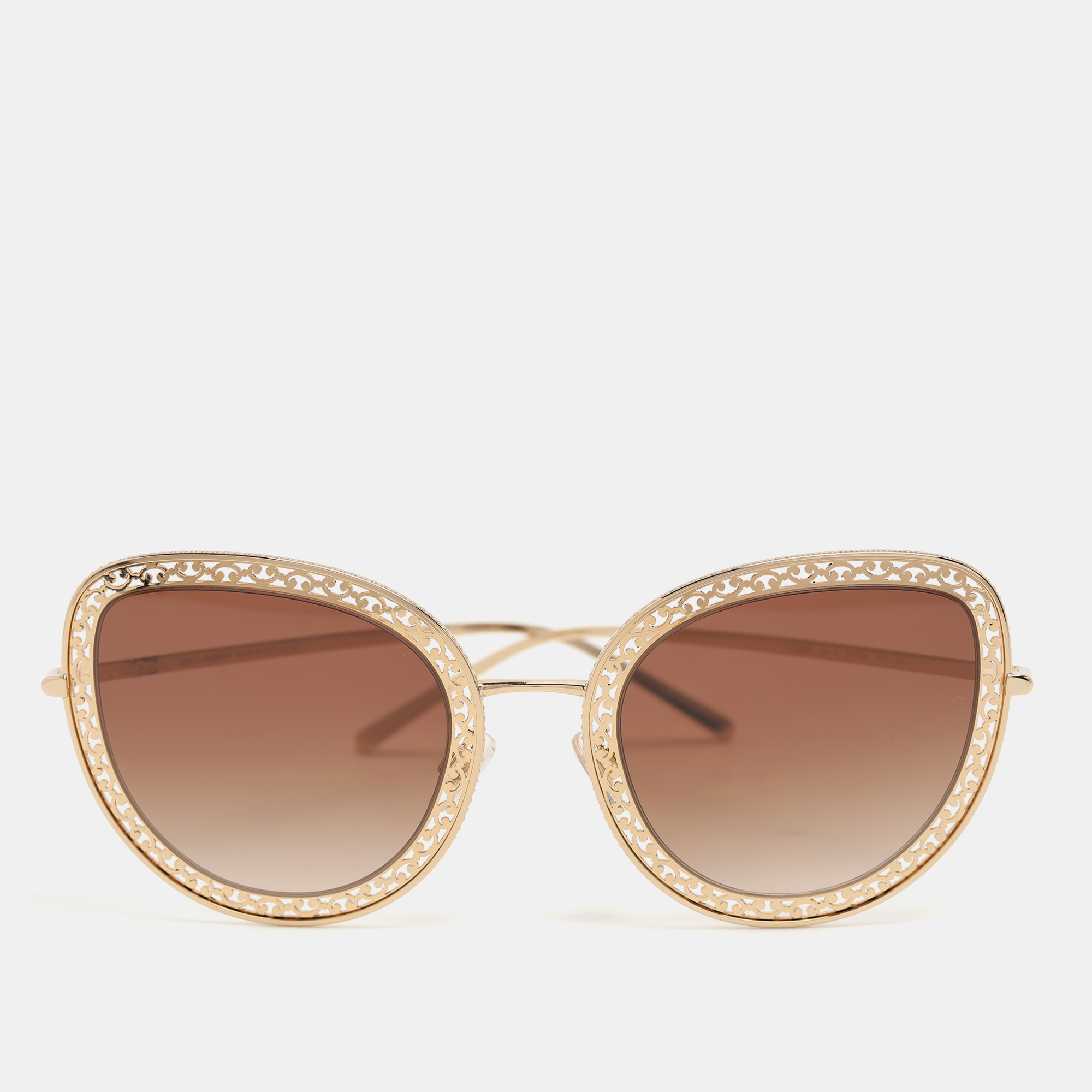 

Dolce & Gabbana Gold Tone Metal DG2226 Devotion Collection Gradient Sunglasses