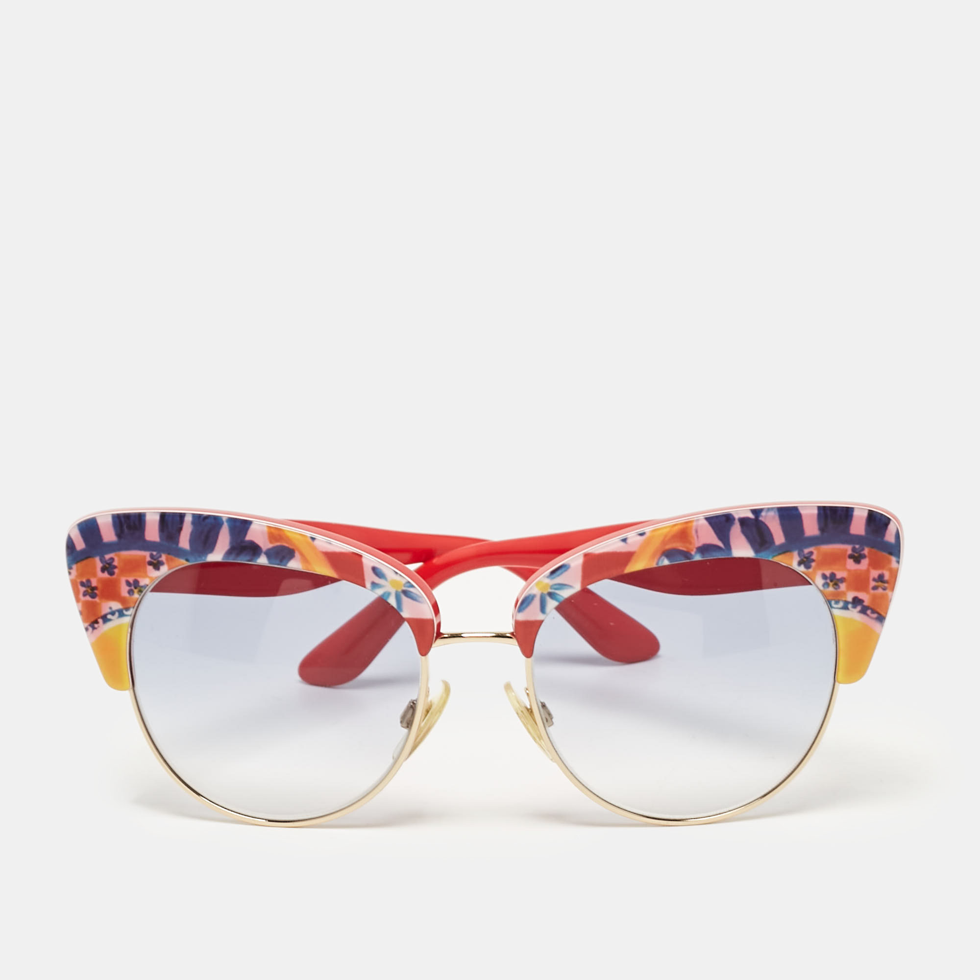 Pre-owned Dolce & Gabbana Red/blue Gradient Dg4277 Sicilian Carretto Cat-eye Sunglasses