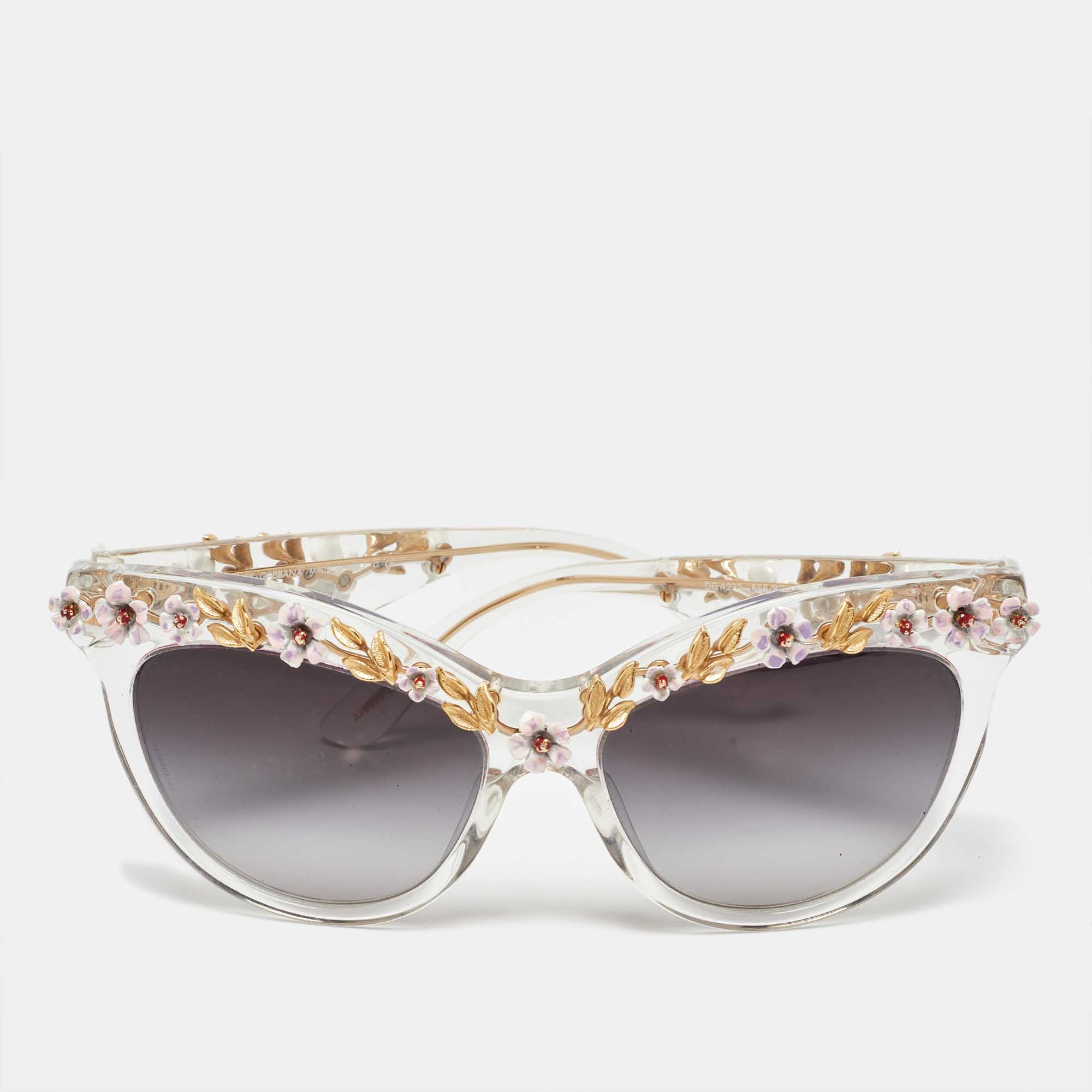 

Dolce & Gabbana Grey Gradient DG4232 Flower Motif Cat-Eye Sunglasses