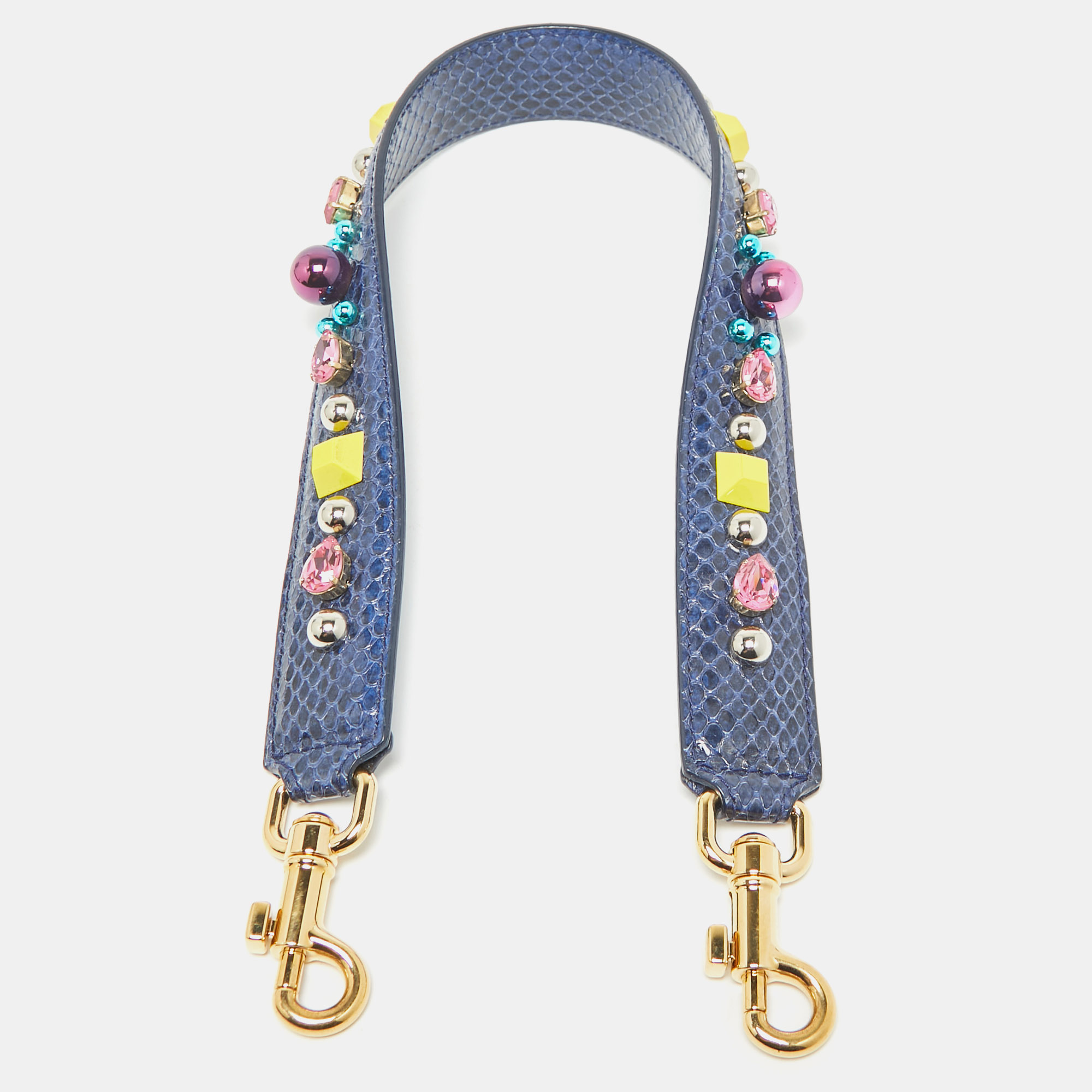 

Dolce & Gabbana Blue Snakeskin Embellished Shoulder Bag Strap