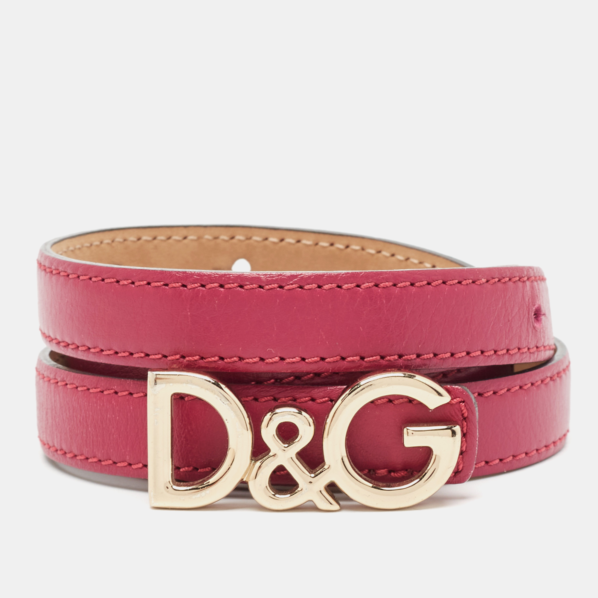 

Dolce & Gabbana Magenta Pink Leather D&G Logo Belt