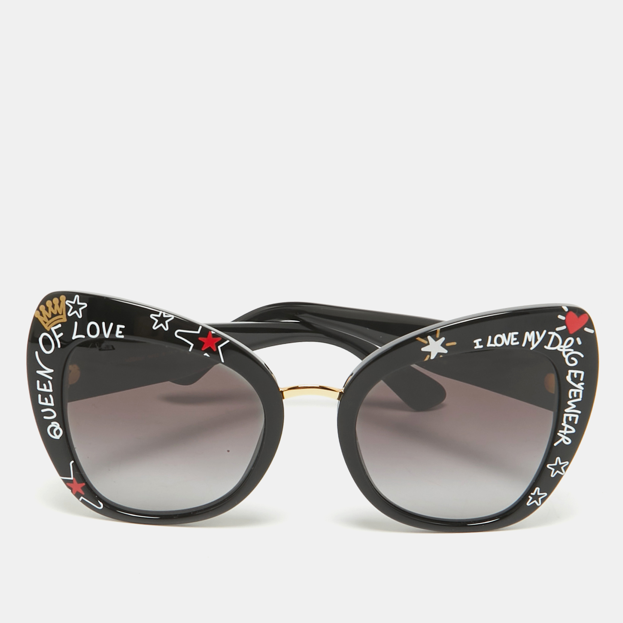 

Dolce & Gabbana Black Graffiti Print DG4319 Cat Eye Sunglasses