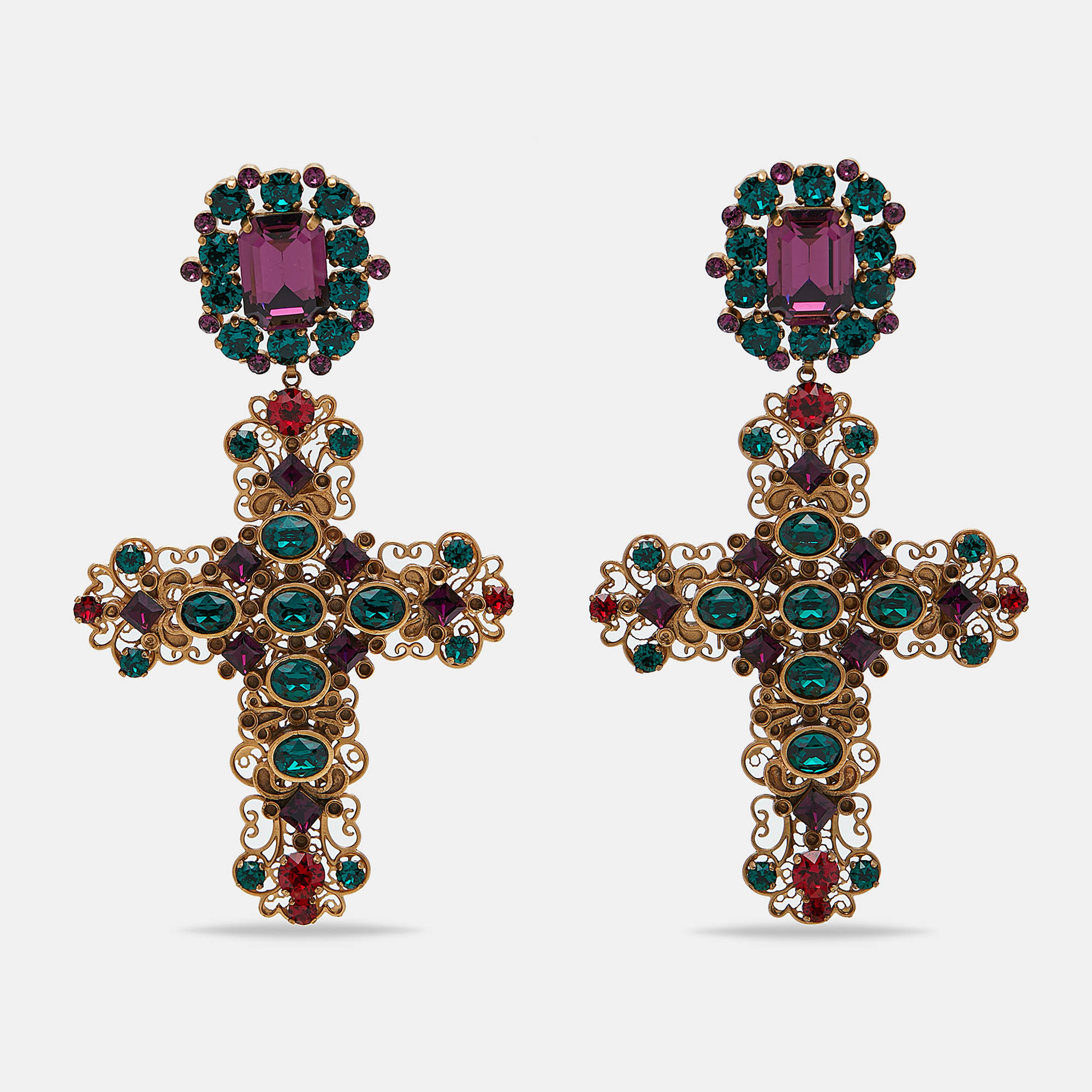 

Dolce & Gabbana Cross Crystals Gold Tone Earrings