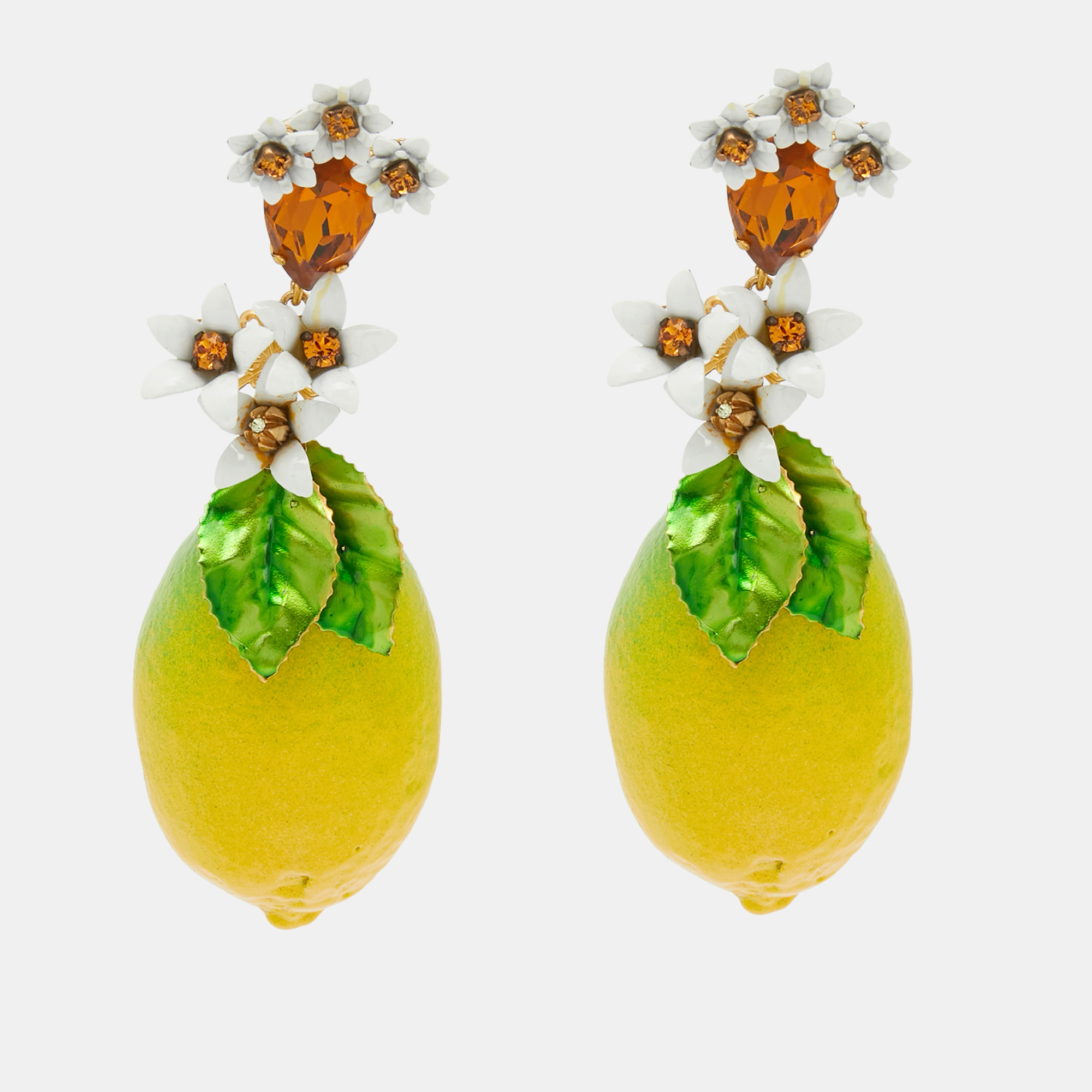 

Dolce & Gabbana Lemon Composite Crystals Gold Tone Earrings