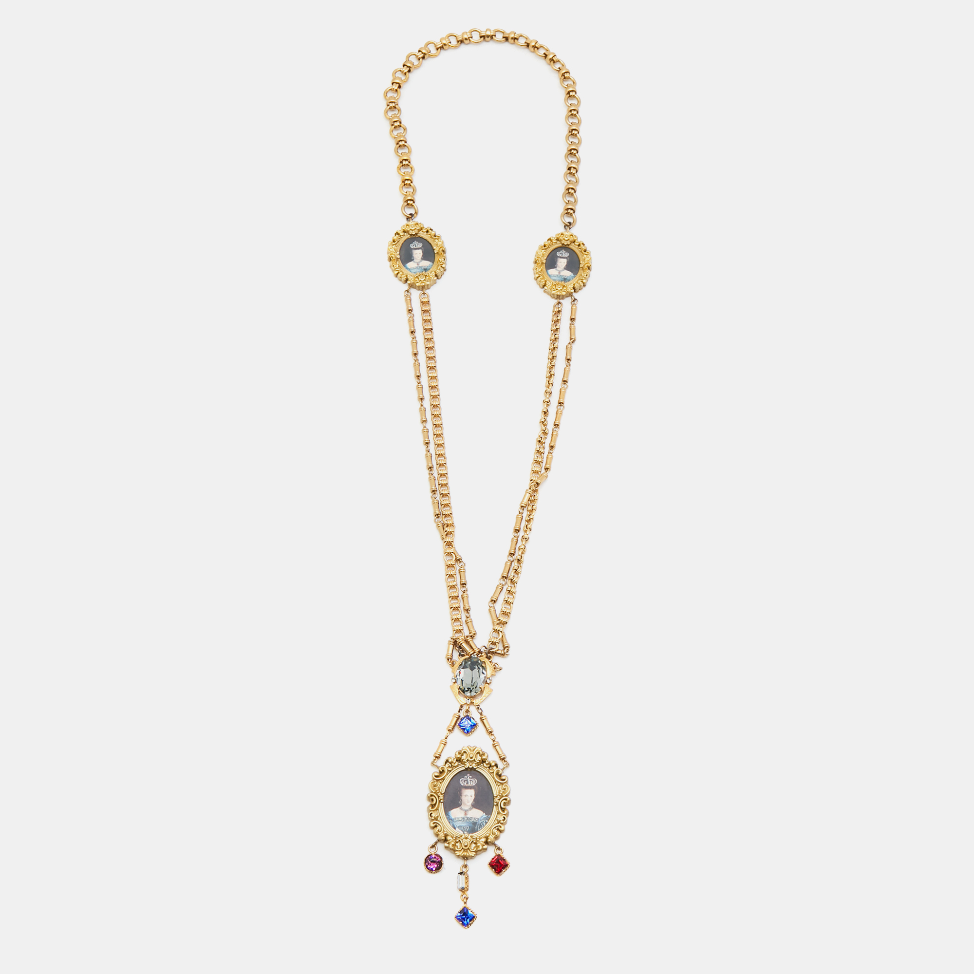 

Dolce & Gabbana Composite Painting Crystals Gold Tone Necklace