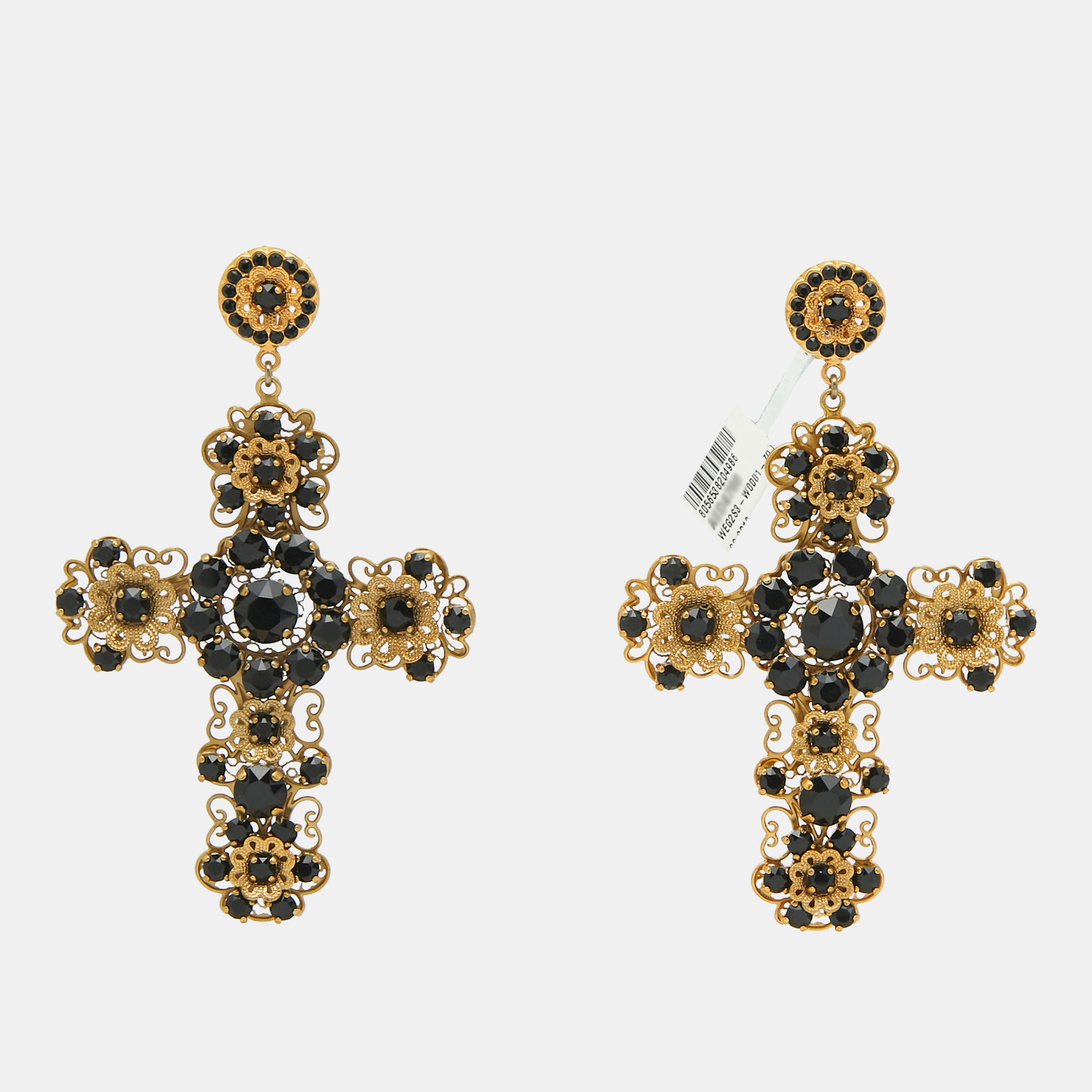 

Dolce & Gabbana Cross Crystal Embellished Gold Tone Earrings