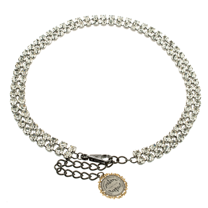 Pre Owned Dolce and Gabbana Crystal Embellished Waist Belt 90 CM