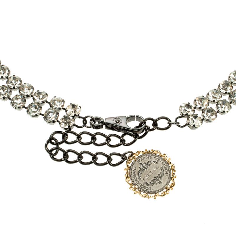 

Dolce and Gabbana Crystal Embellished Waist Belt, Grey