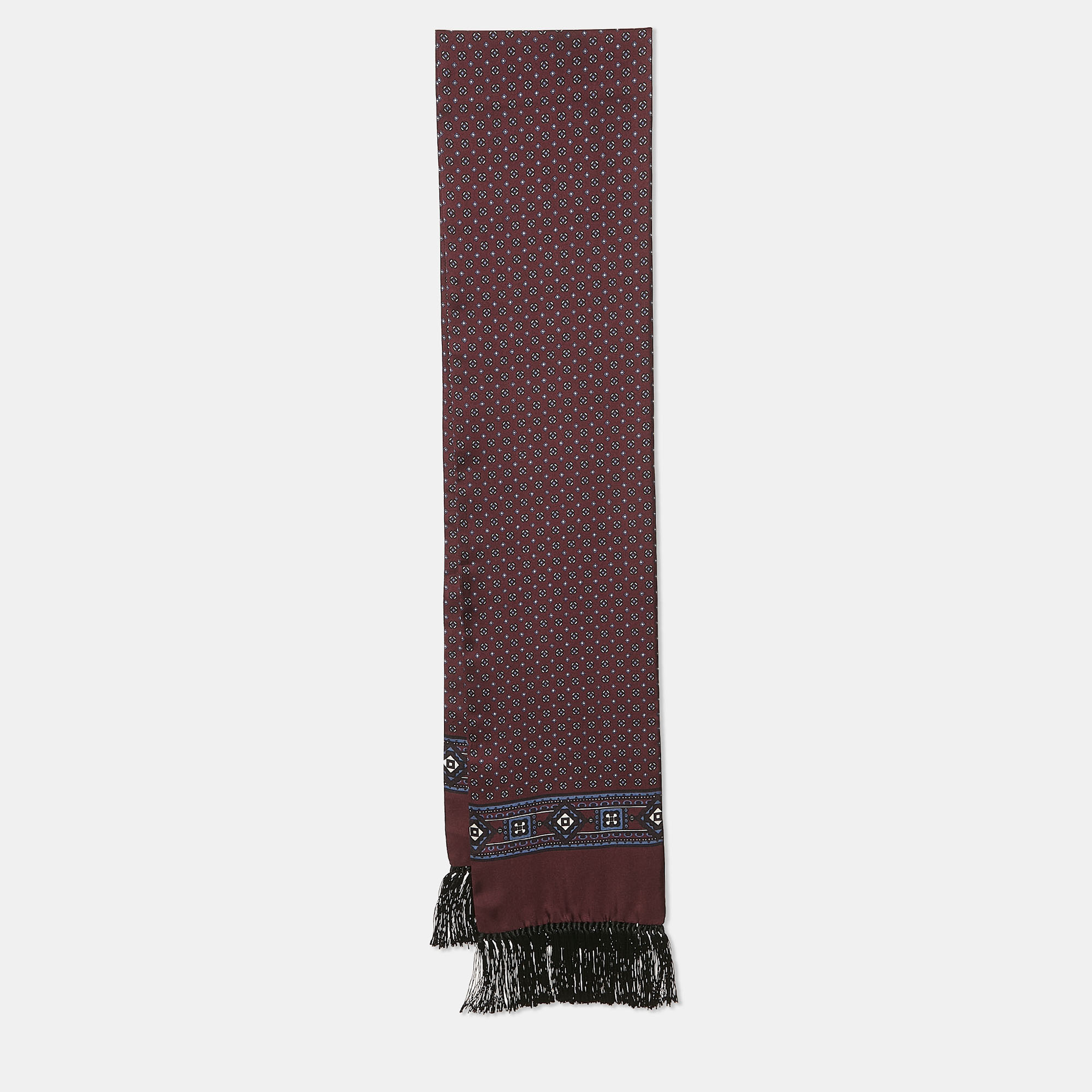 

Dolce & Gabbana Burgundy Printed Silk Fringed Silk