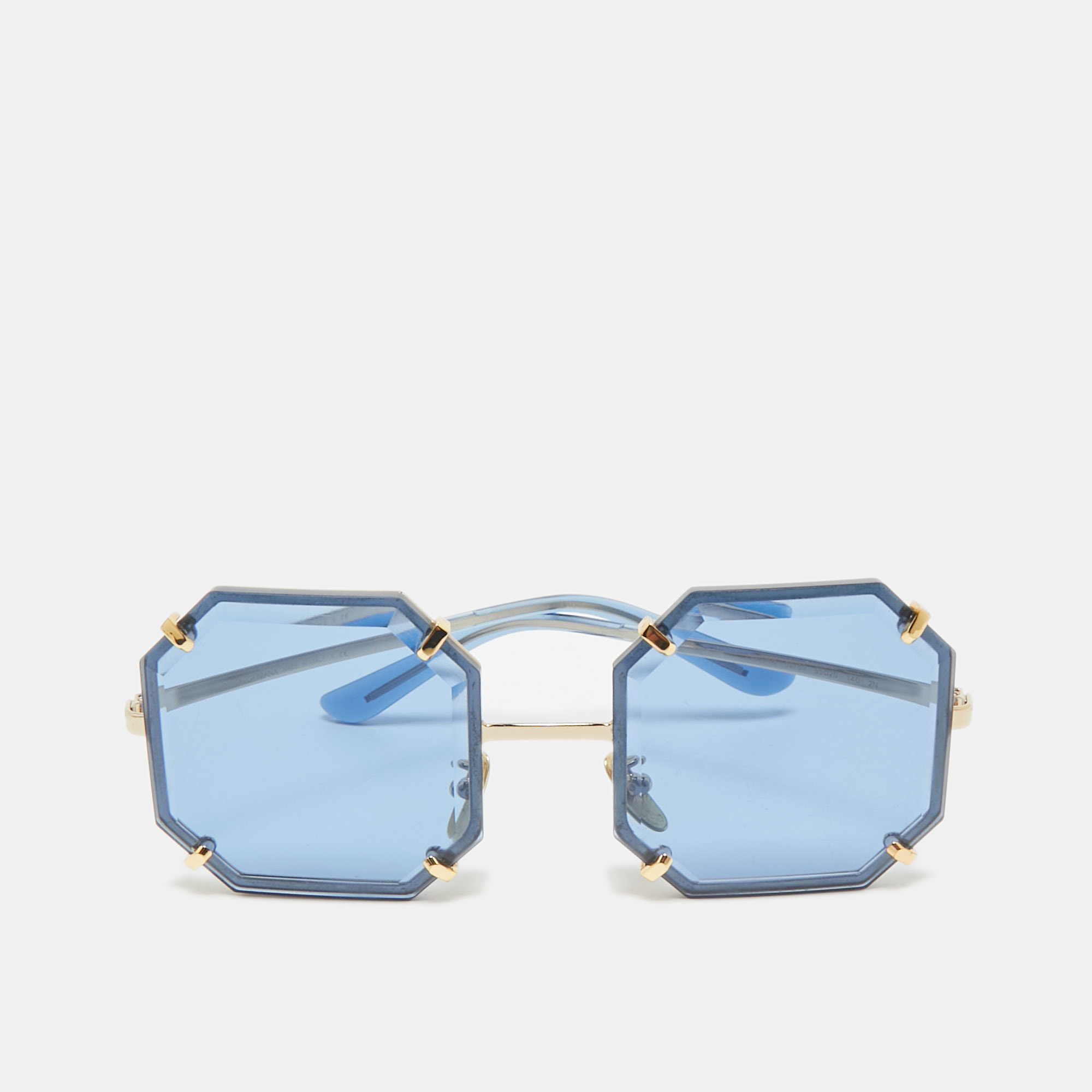 

Dolce & Gabbana Blue/Gold Tone DG2216 Square Sunglasses