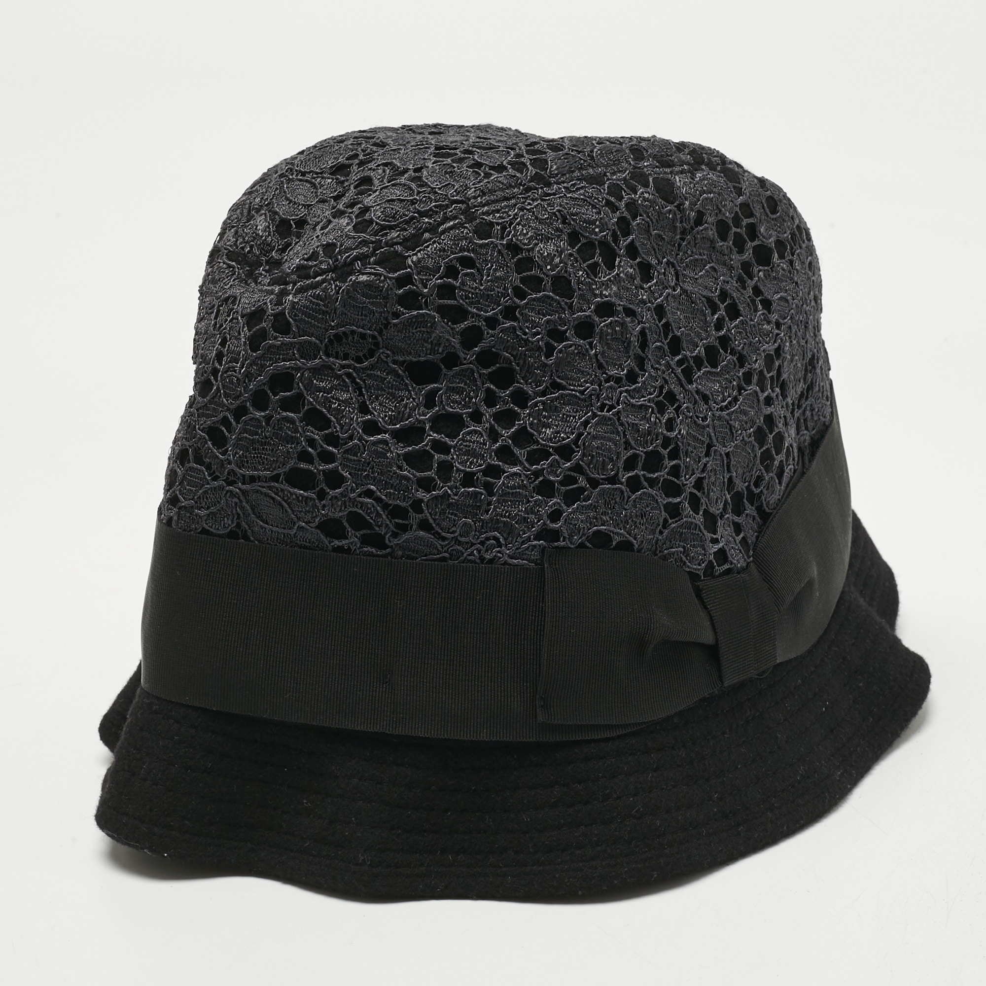 

Dolce & Gabbana Black Lace and Cotton Bucket Hat M