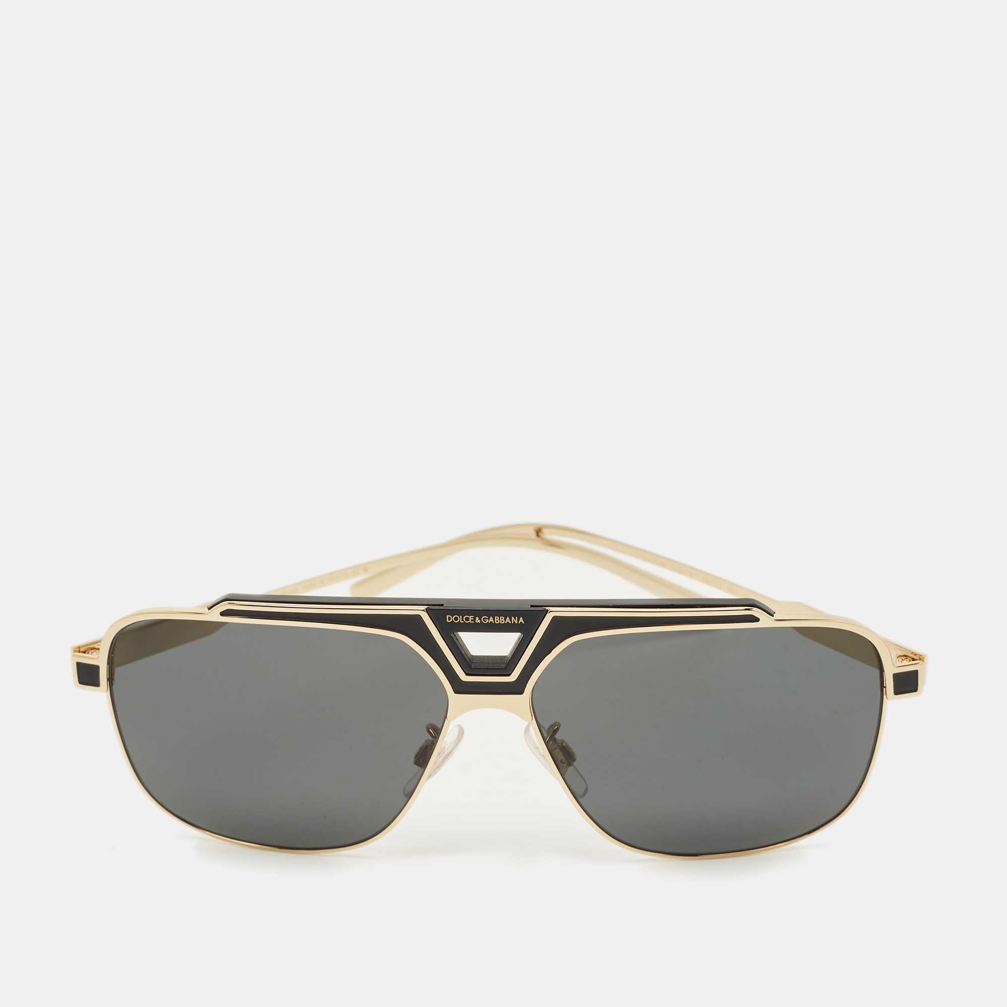 

Dolce & Gabbana Black/Gold Tone DG2256 Square Sunglasses