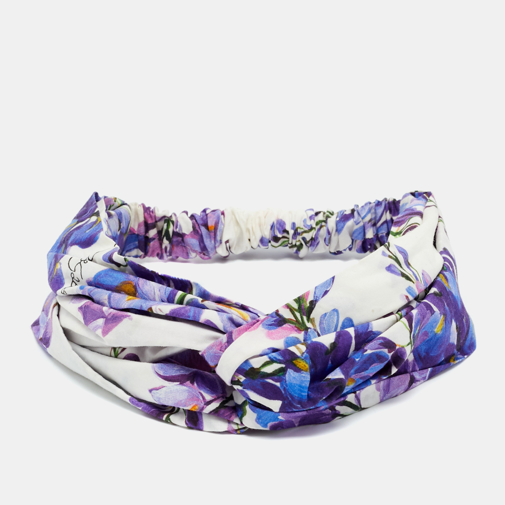 

Dolce & Gabbana Purple Floral Print Cotton Headband