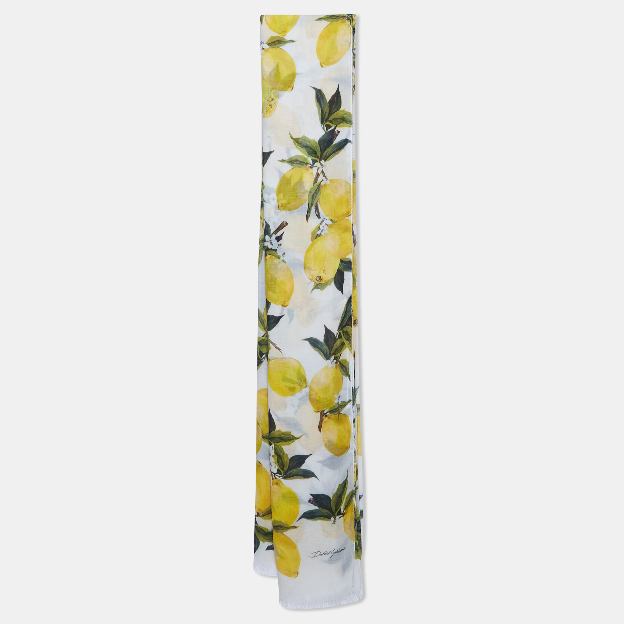 

Dolce & Gabbana Yellow Lemon Print Silk Scarf