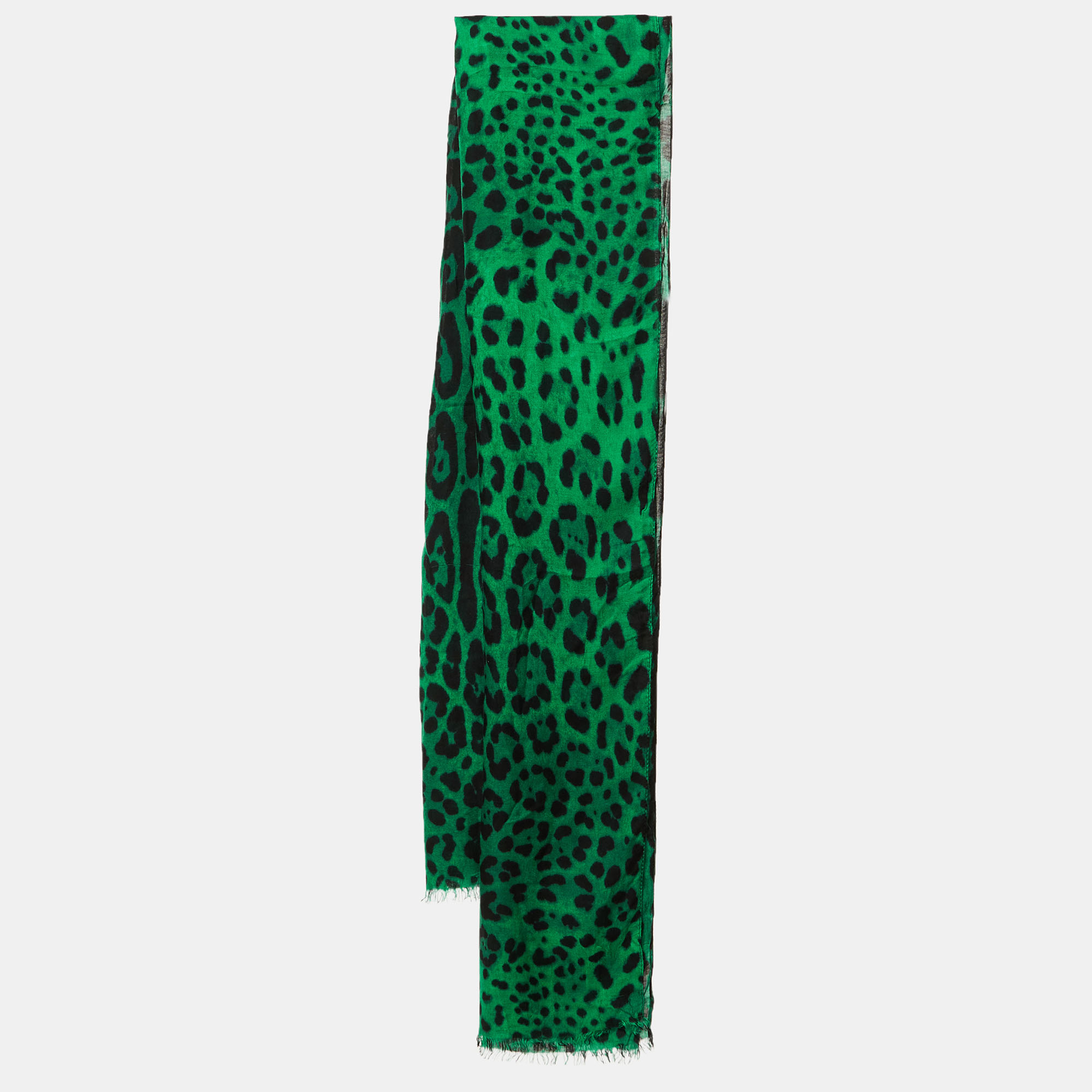 

Dolce & Gabbana Green Leopard Print Modal & Cashmere Scarf