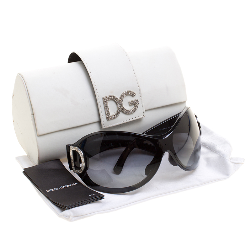 Dolce and Gabbana Black DG6024-B Crystal Embellished Shield Sunglasses