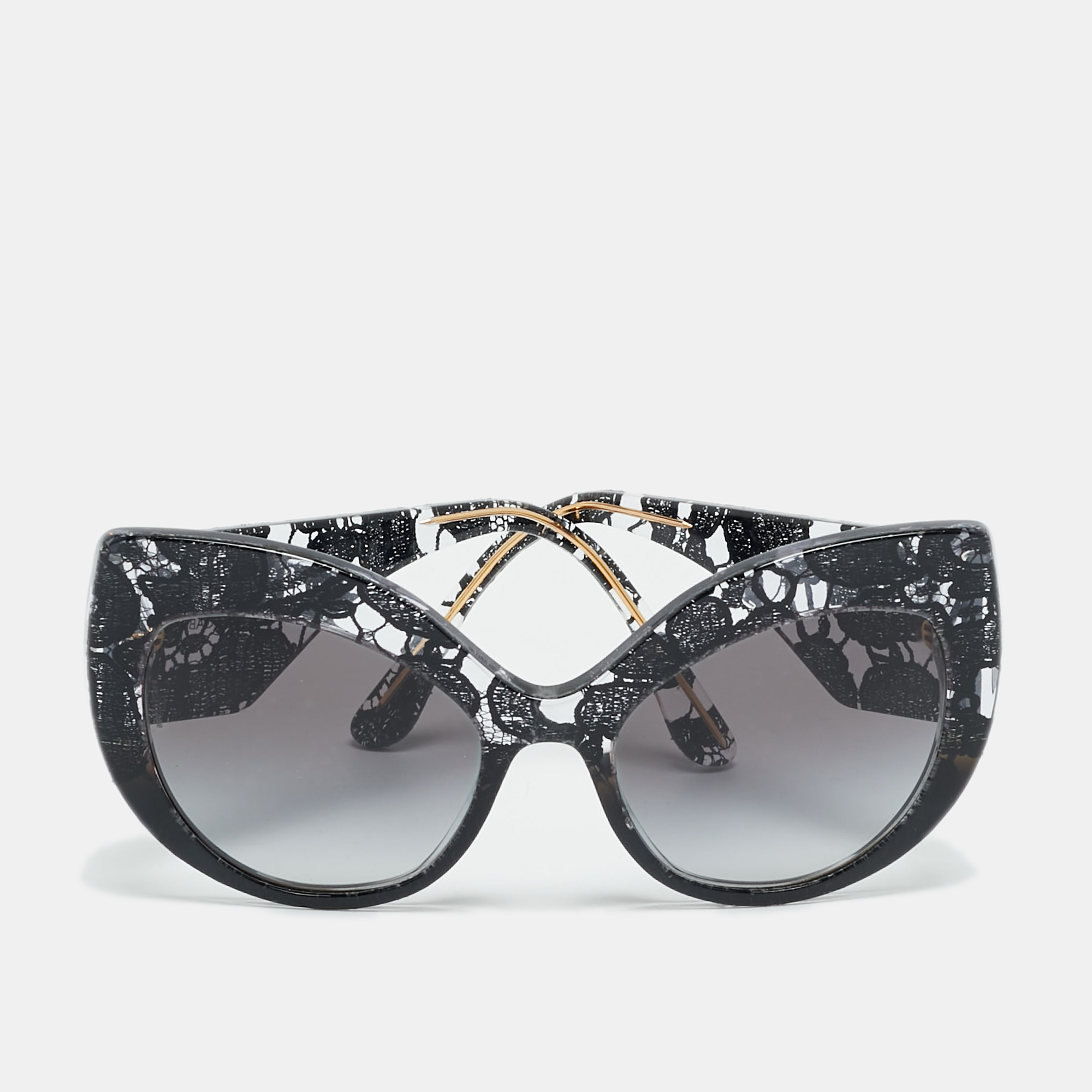 

Dolce & Gabbana Black Gradient Lace Print Butterfly Sunglasses