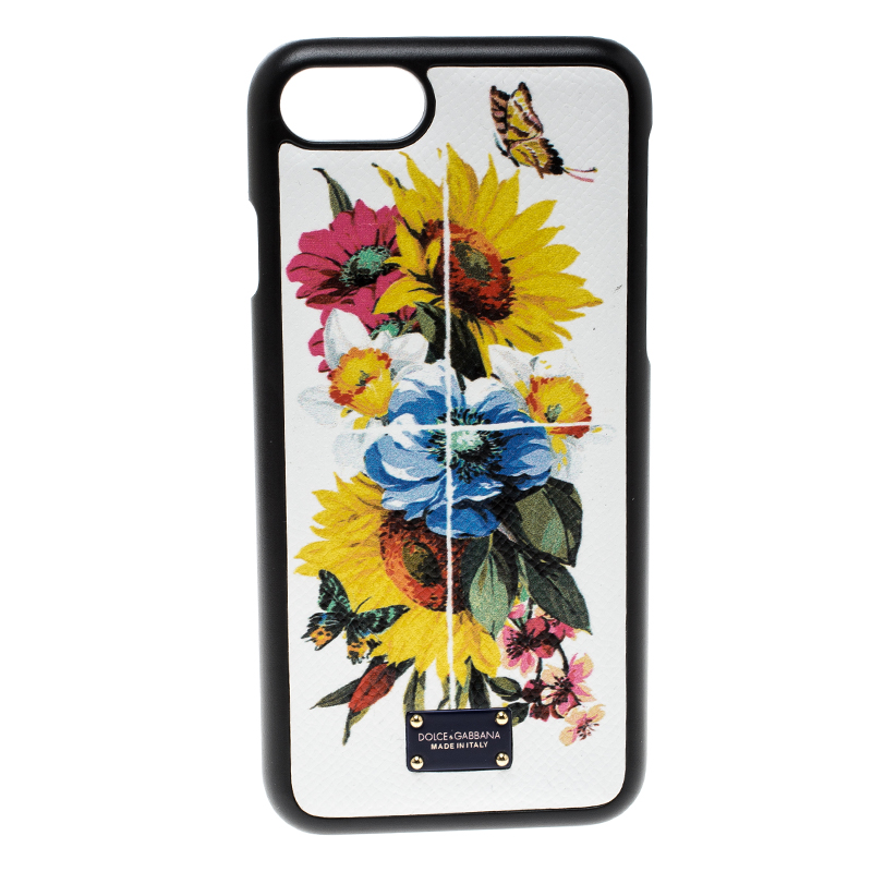 Dolce and Gabbana Flower Printed Dauphine Leather Iphone 7 Case