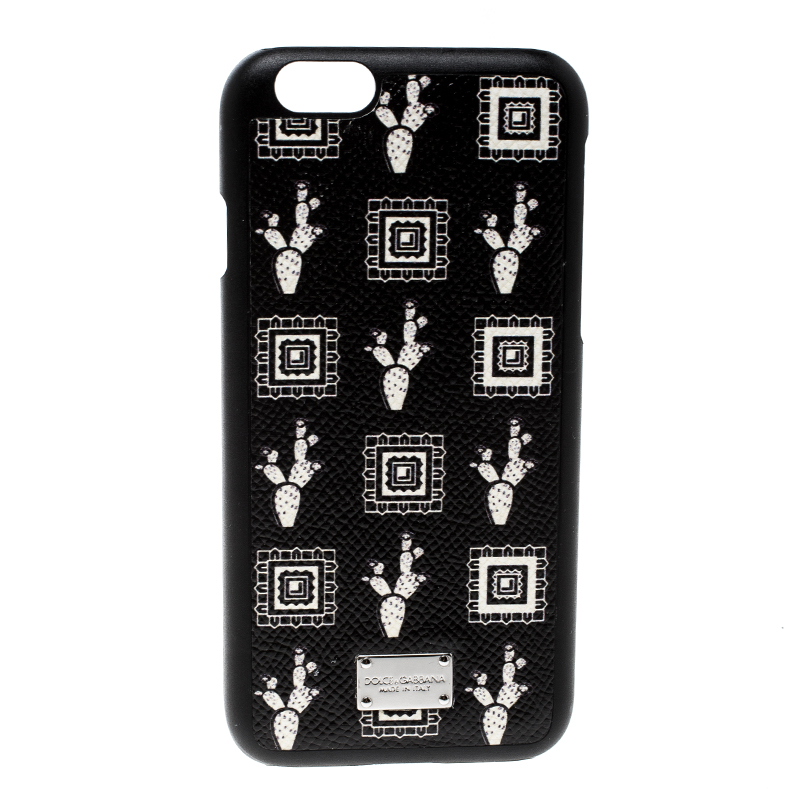 Pre Owned Dolce and Gabbana Black Cactus Print iPhone 6 Case