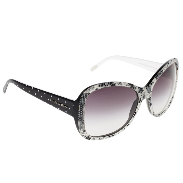 Pre Owned Dolce and Gabbana 4132 Lace Print Polka Dot Sunglasses
