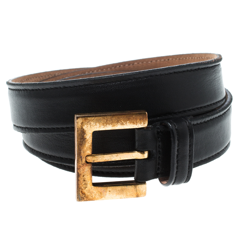 

Dolce and Gabbana Black Leather Skinny Belt