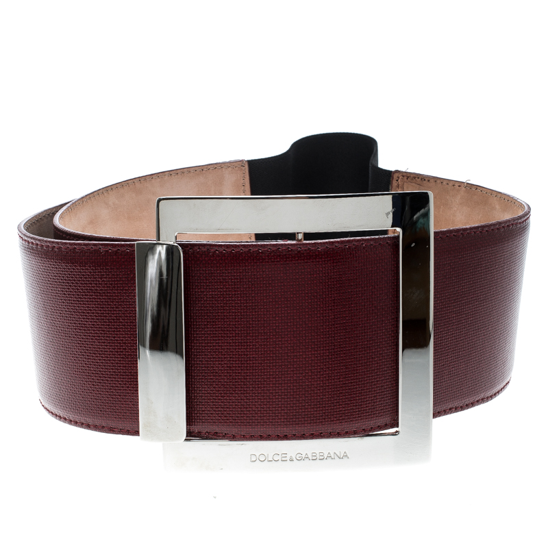 Pre Owned Dolce and Gabbana Red Coated Canvas Waist Belt 85cm